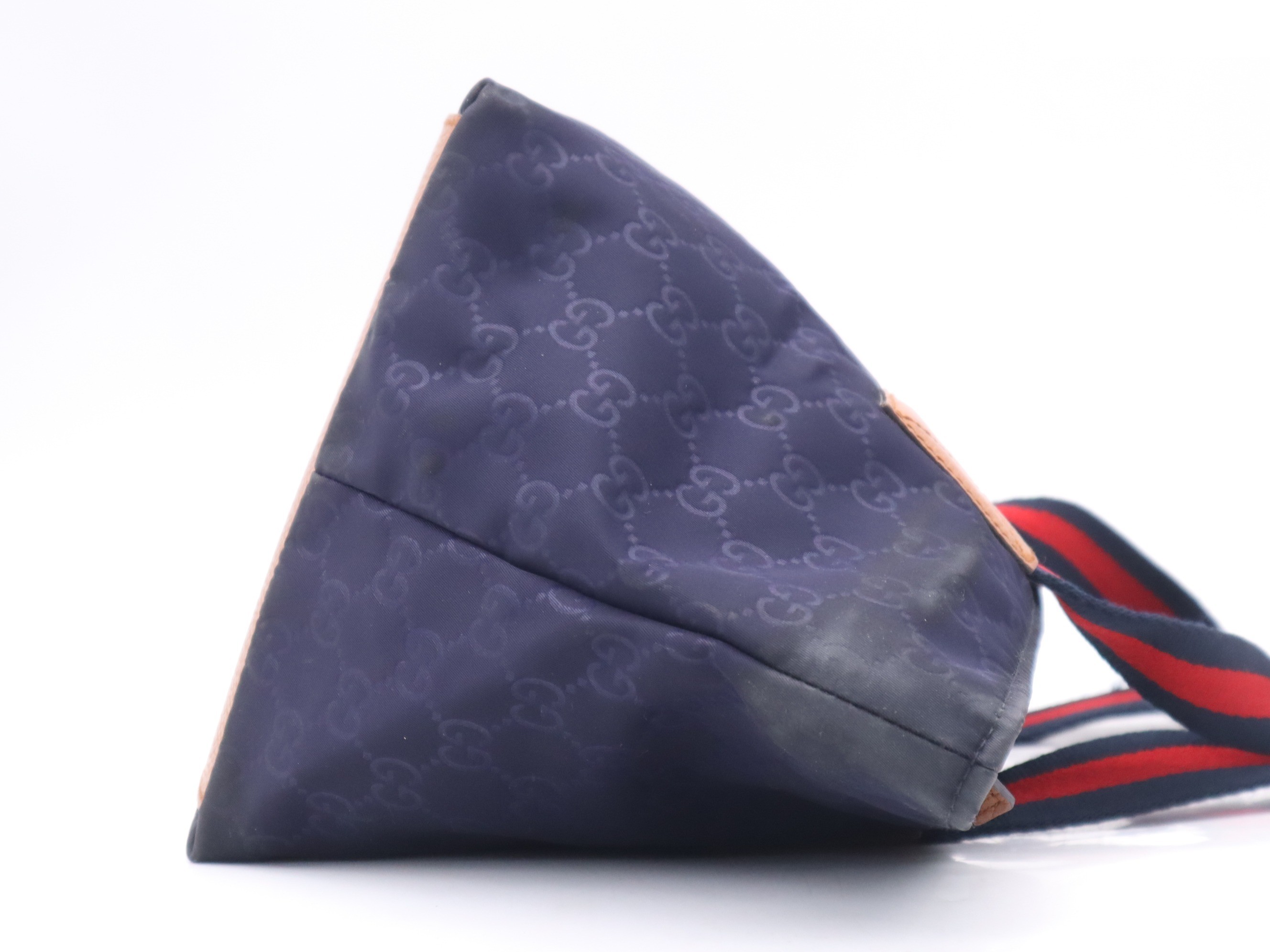 GG Nylon Sherry Line Tote Bag, Navy — view 5