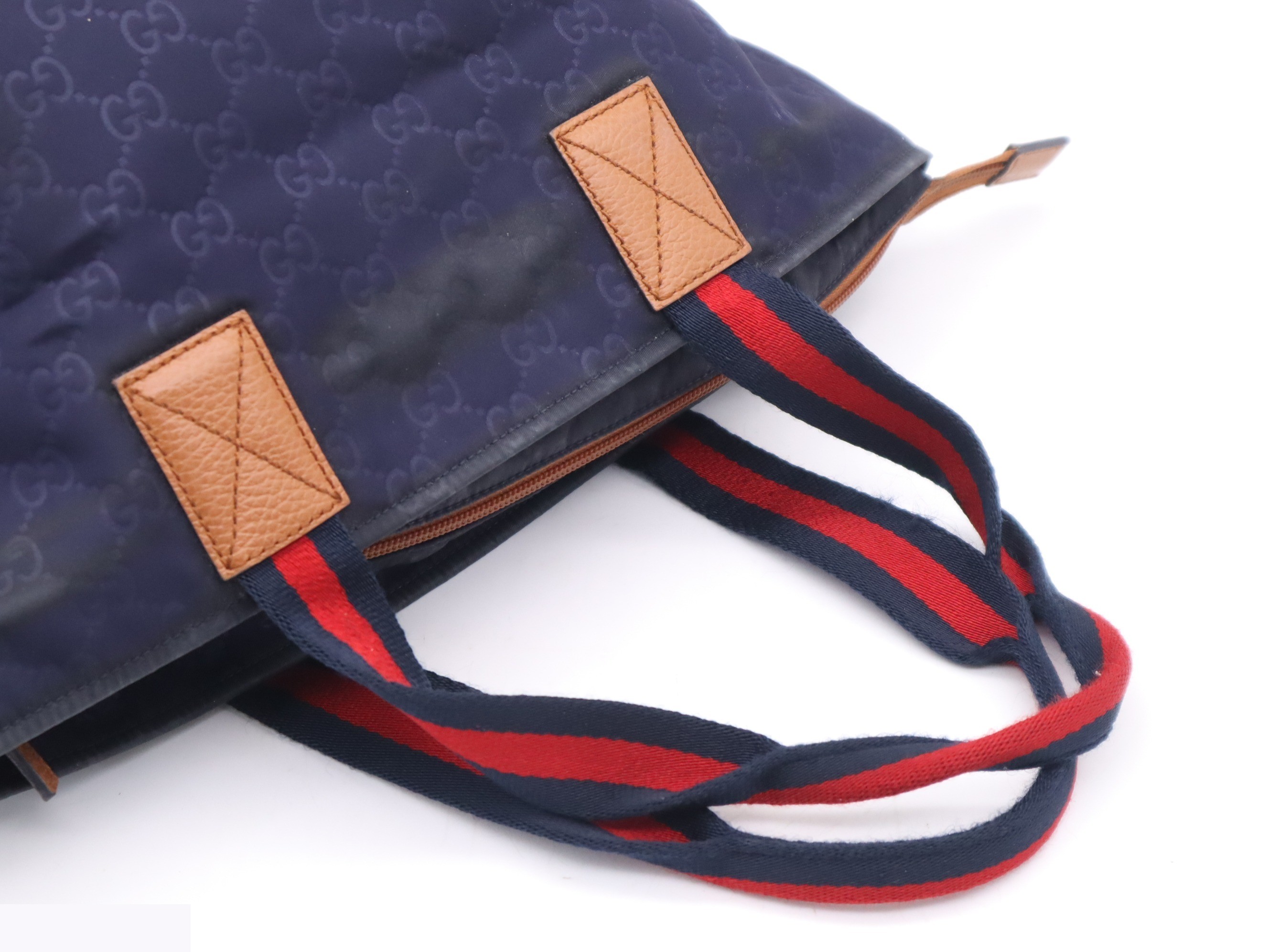 GG Nylon Sherry Line Tote Bag, Navy — view 6