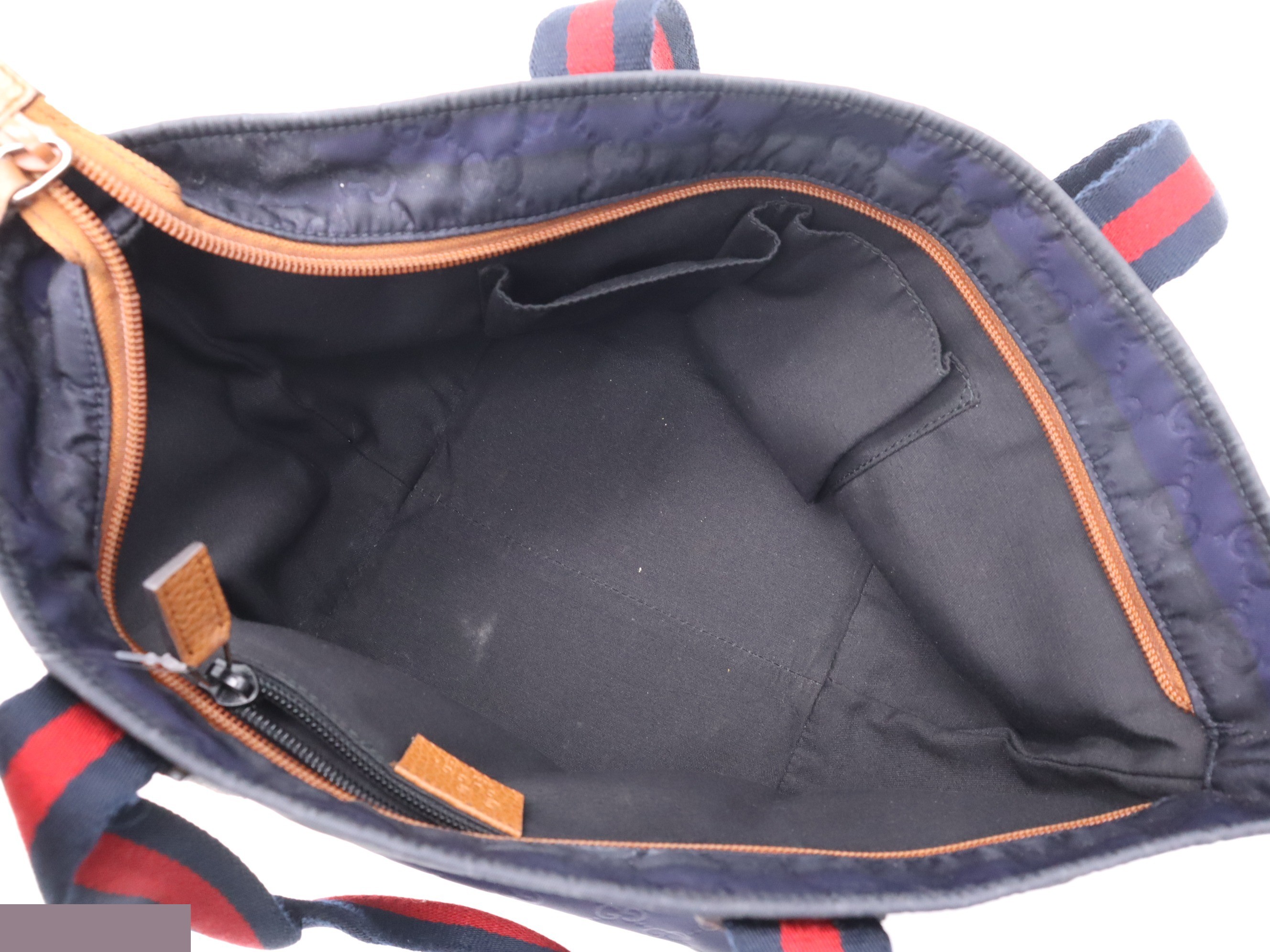 GG Nylon Sherry Line Tote Bag, Navy — view 7
