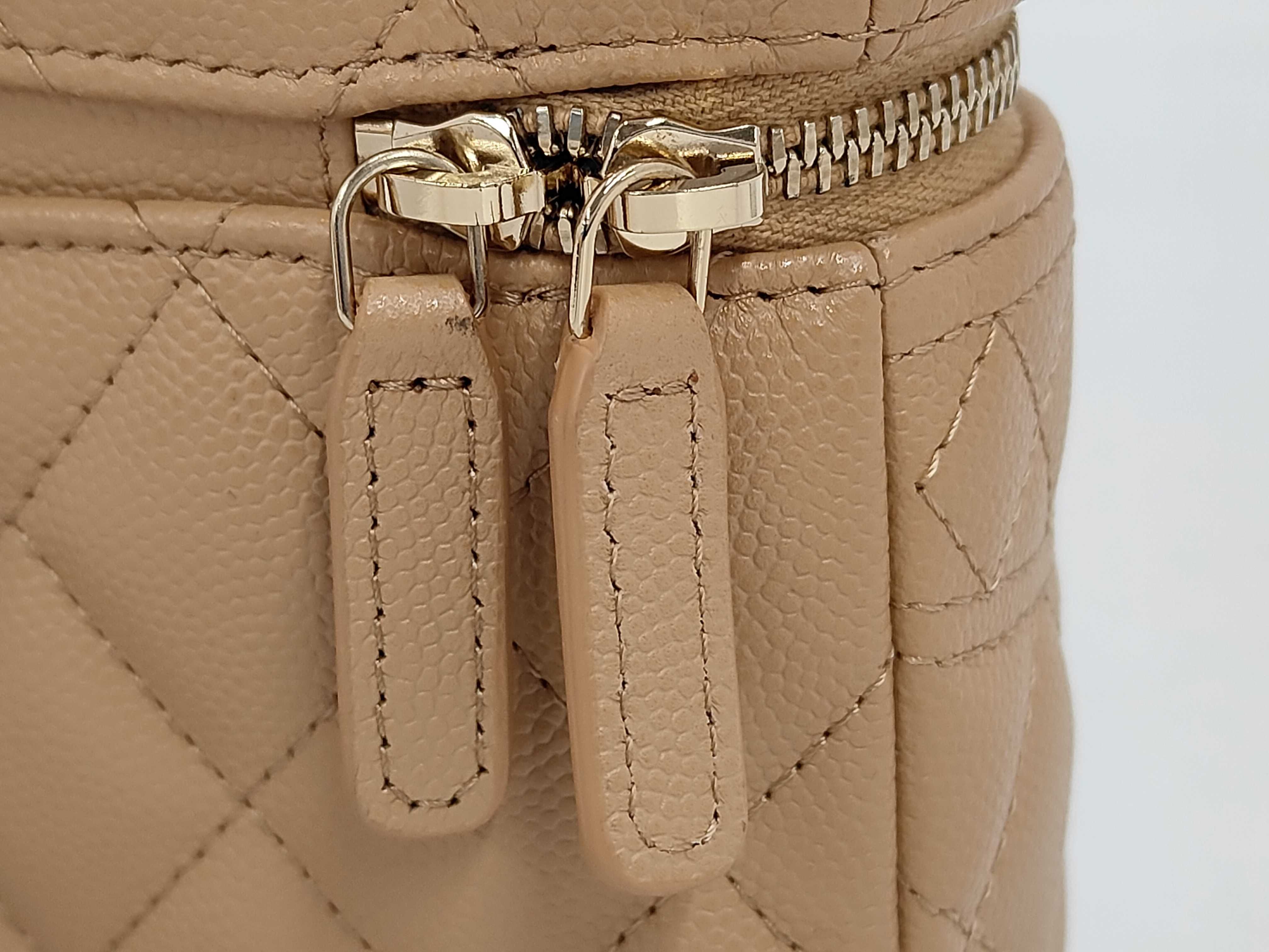 Caviar Skin Chain Vanity Bag (Beige) — view 15