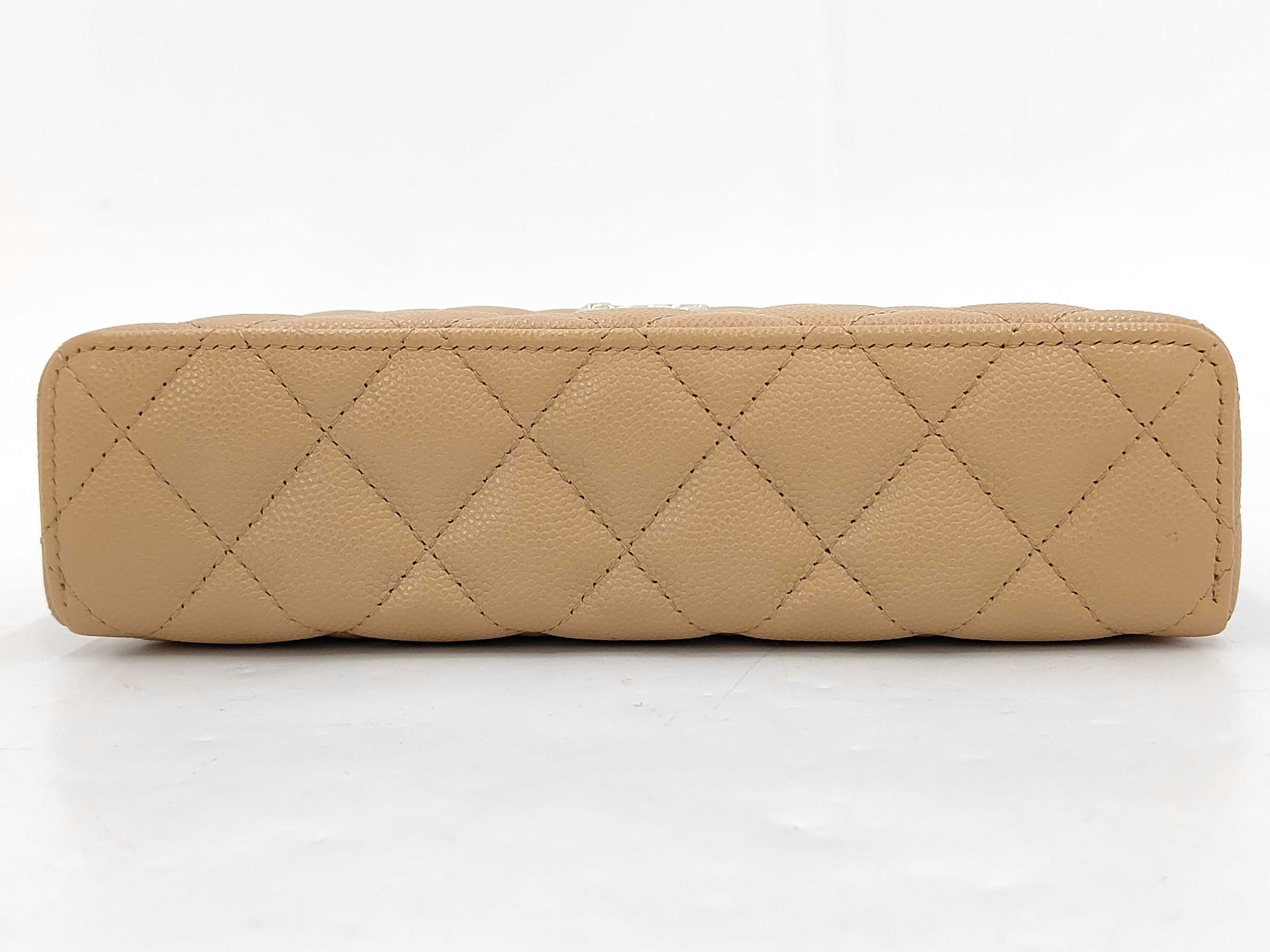 Caviar Skin Chain Vanity Bag (Beige) — view 7