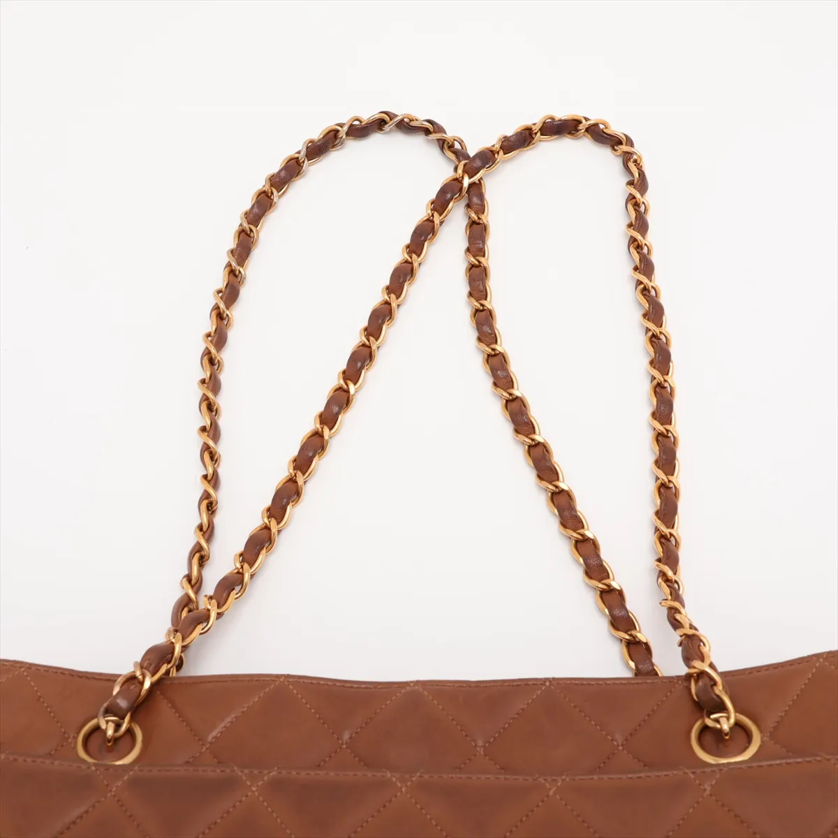Matelassé Lambskin Chain Tote Bag, Brown with Gold Hardware, Item No. 1077052 — view 6