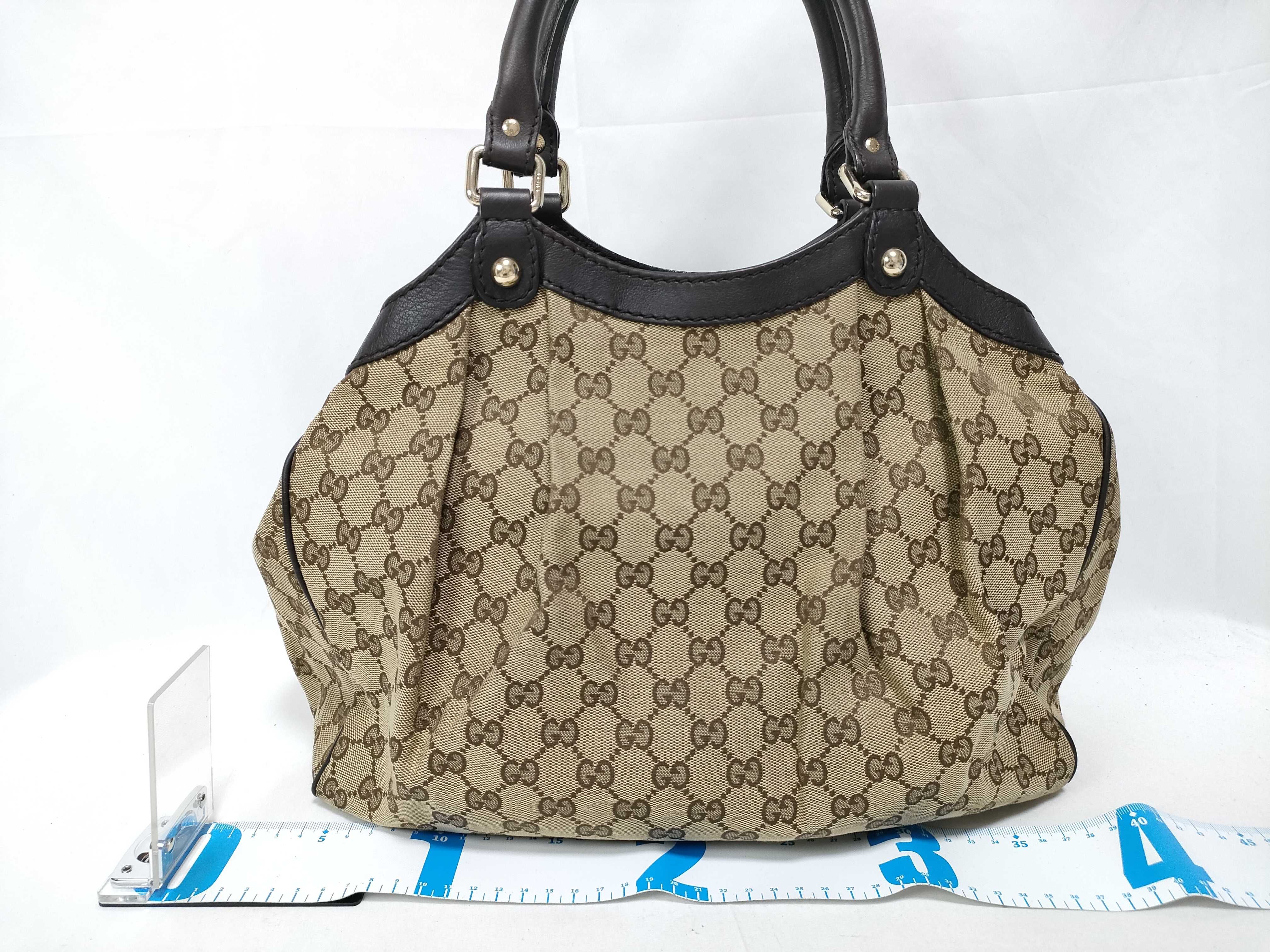 Dark Brown Canvas GG Supreme Pumpkin Shoulder Bag (Handbag) — view 2