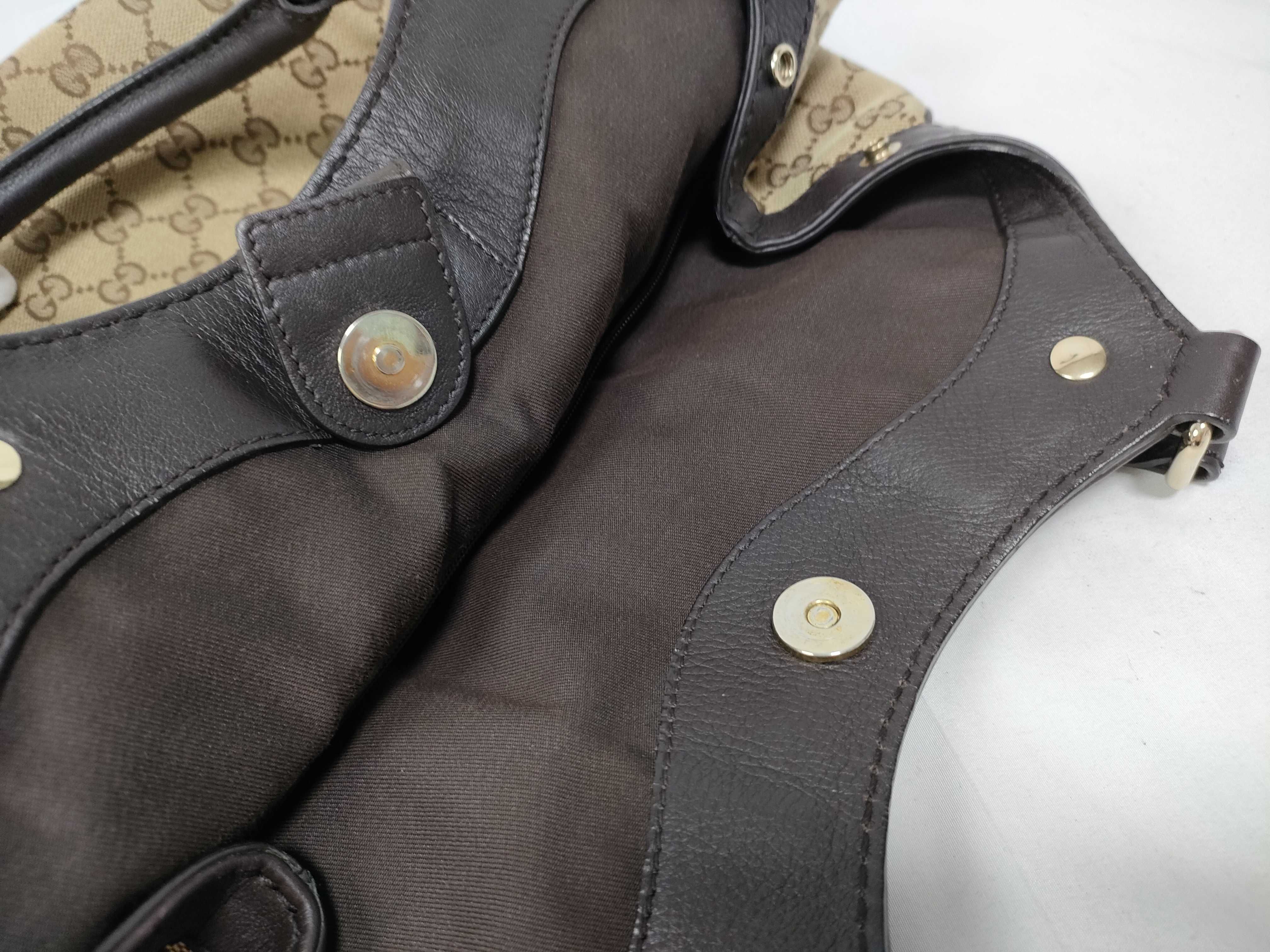 Dark Brown Canvas GG Supreme Pumpkin Shoulder Bag (Handbag) — view 11