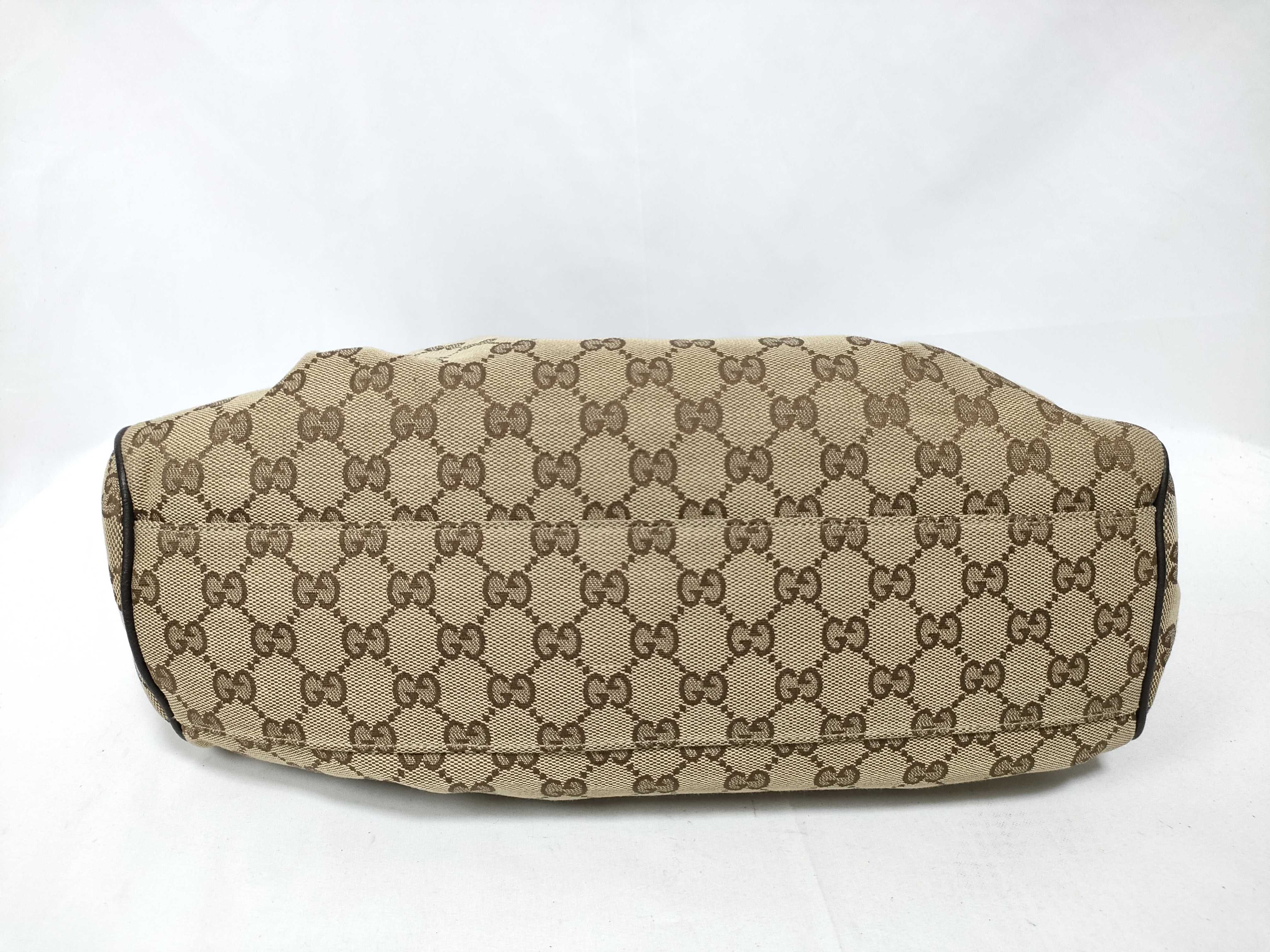 Dark Brown Canvas GG Supreme Pumpkin Shoulder Bag (Handbag) — view 3