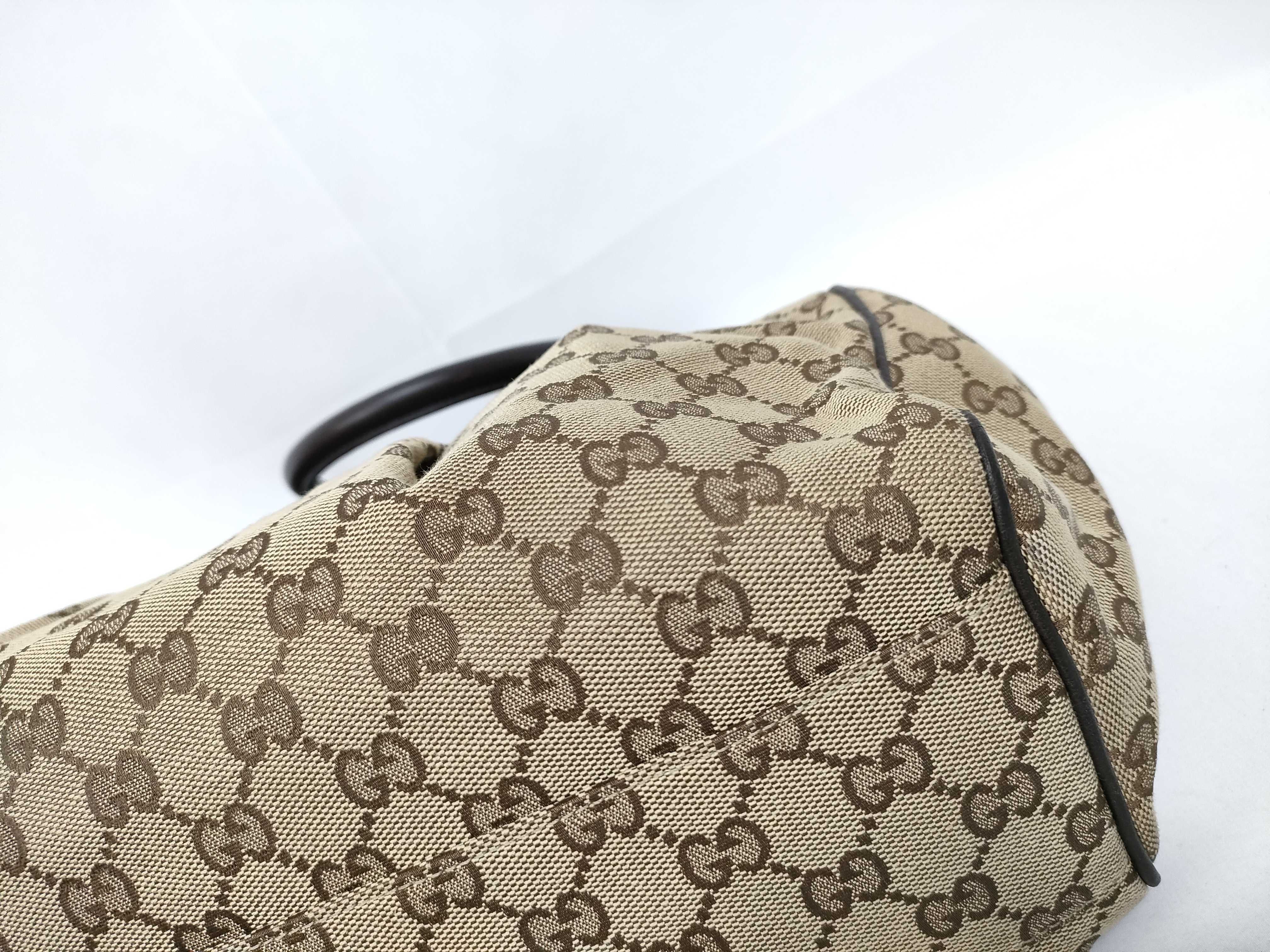 Dark Brown Canvas GG Supreme Pumpkin Shoulder Bag (Handbag) — view 4