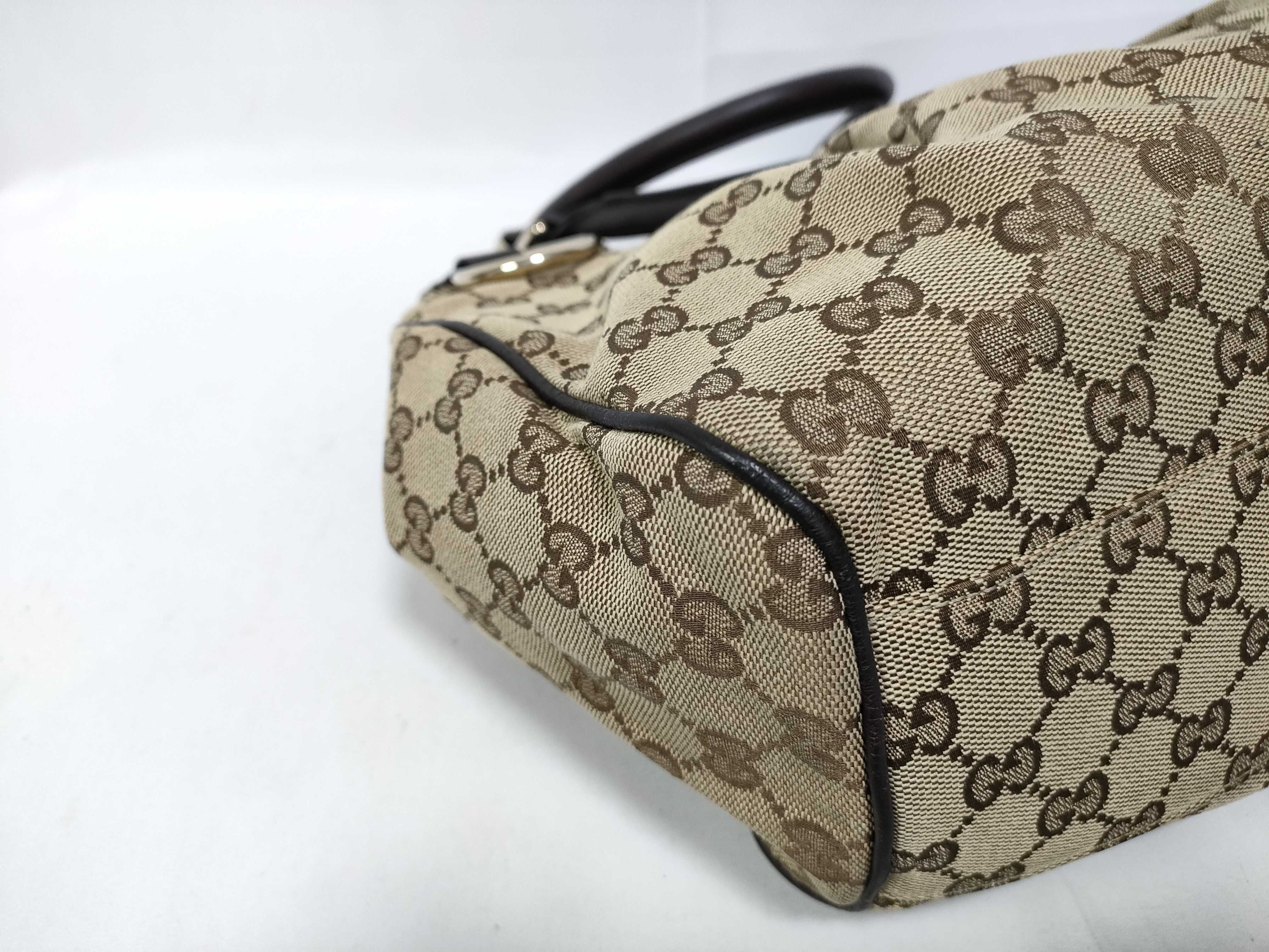 Dark Brown Canvas GG Supreme Pumpkin Shoulder Bag (Handbag) — view 5