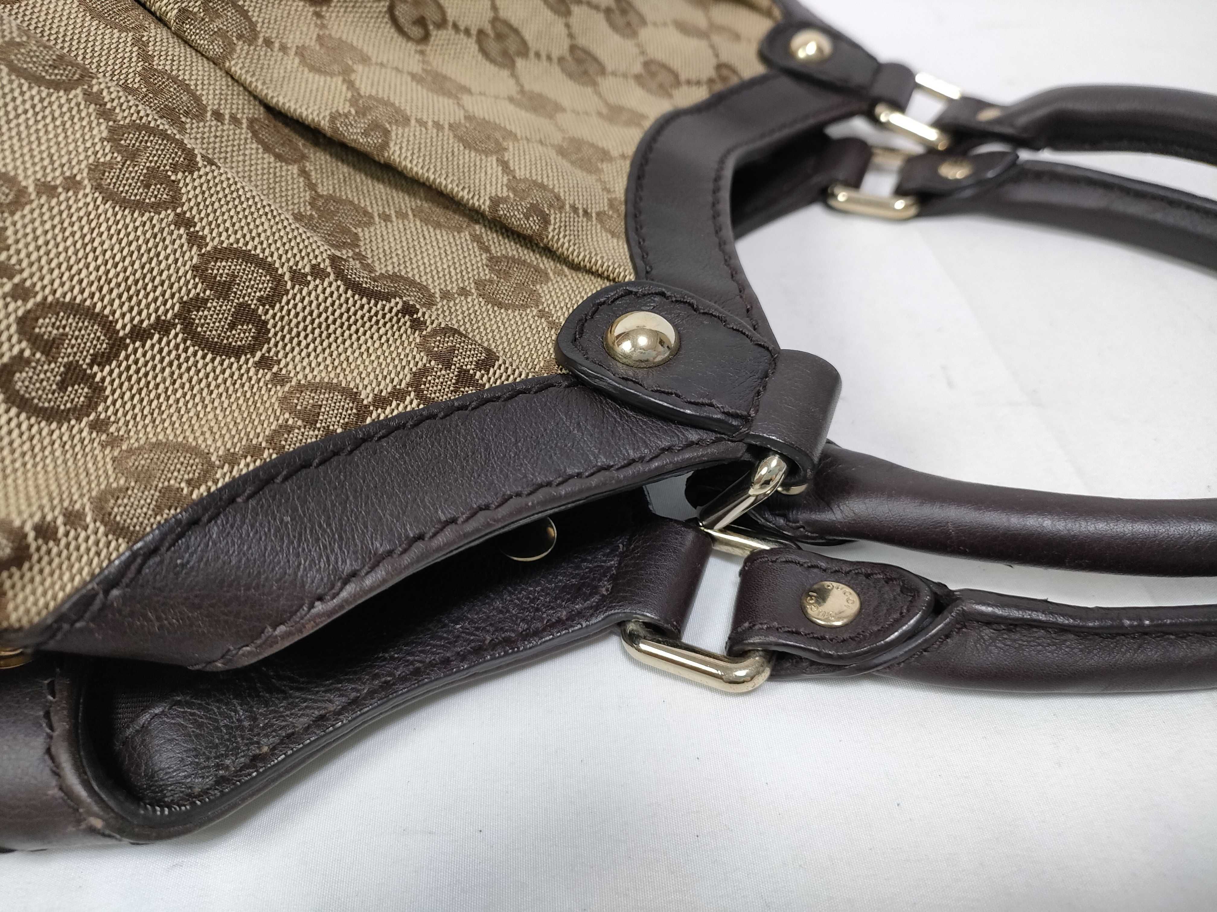 Dark Brown Canvas GG Supreme Pumpkin Shoulder Bag (Handbag) — view 8