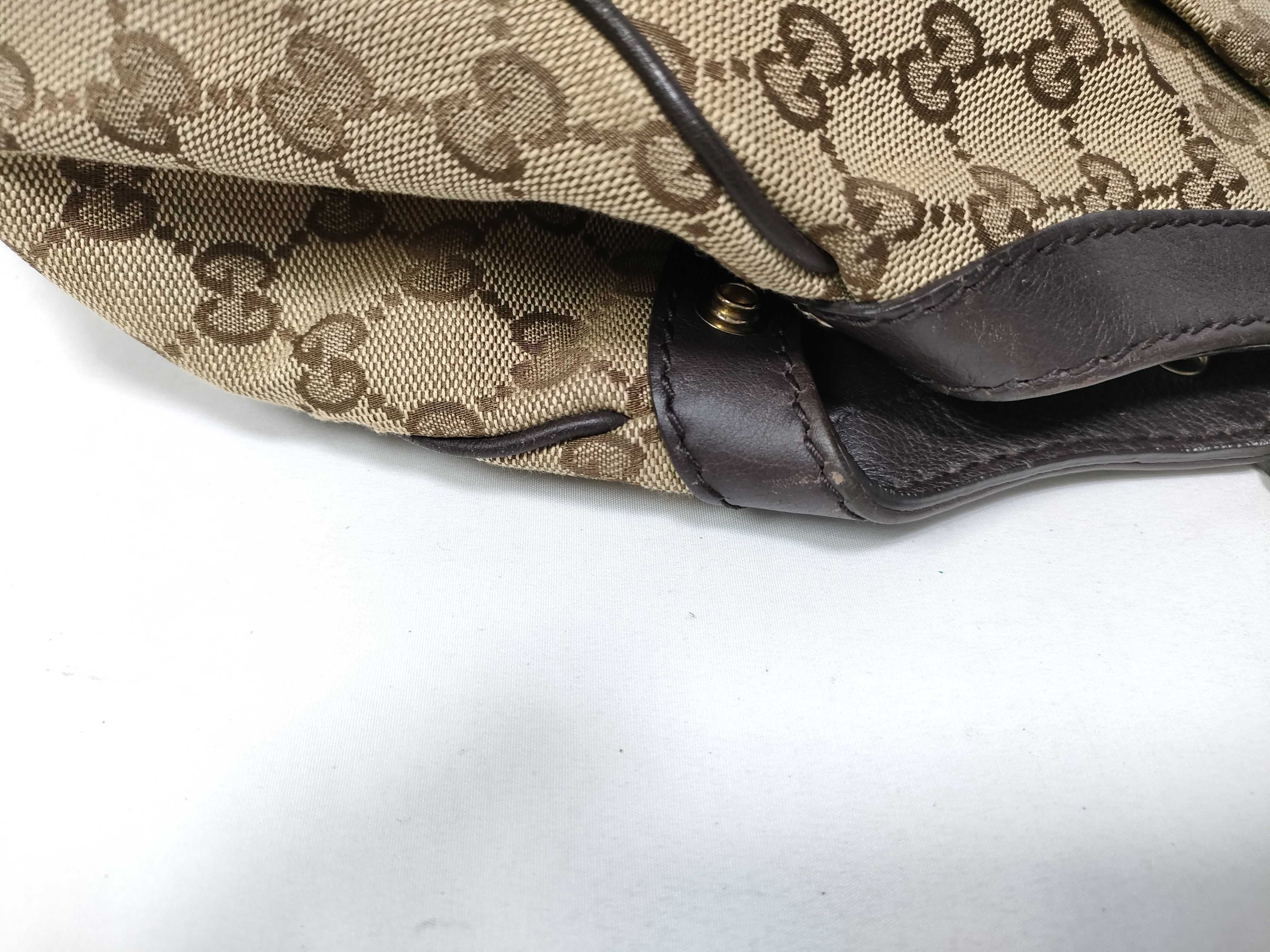 Dark Brown Canvas GG Supreme Pumpkin Shoulder Bag (Handbag) — view 9