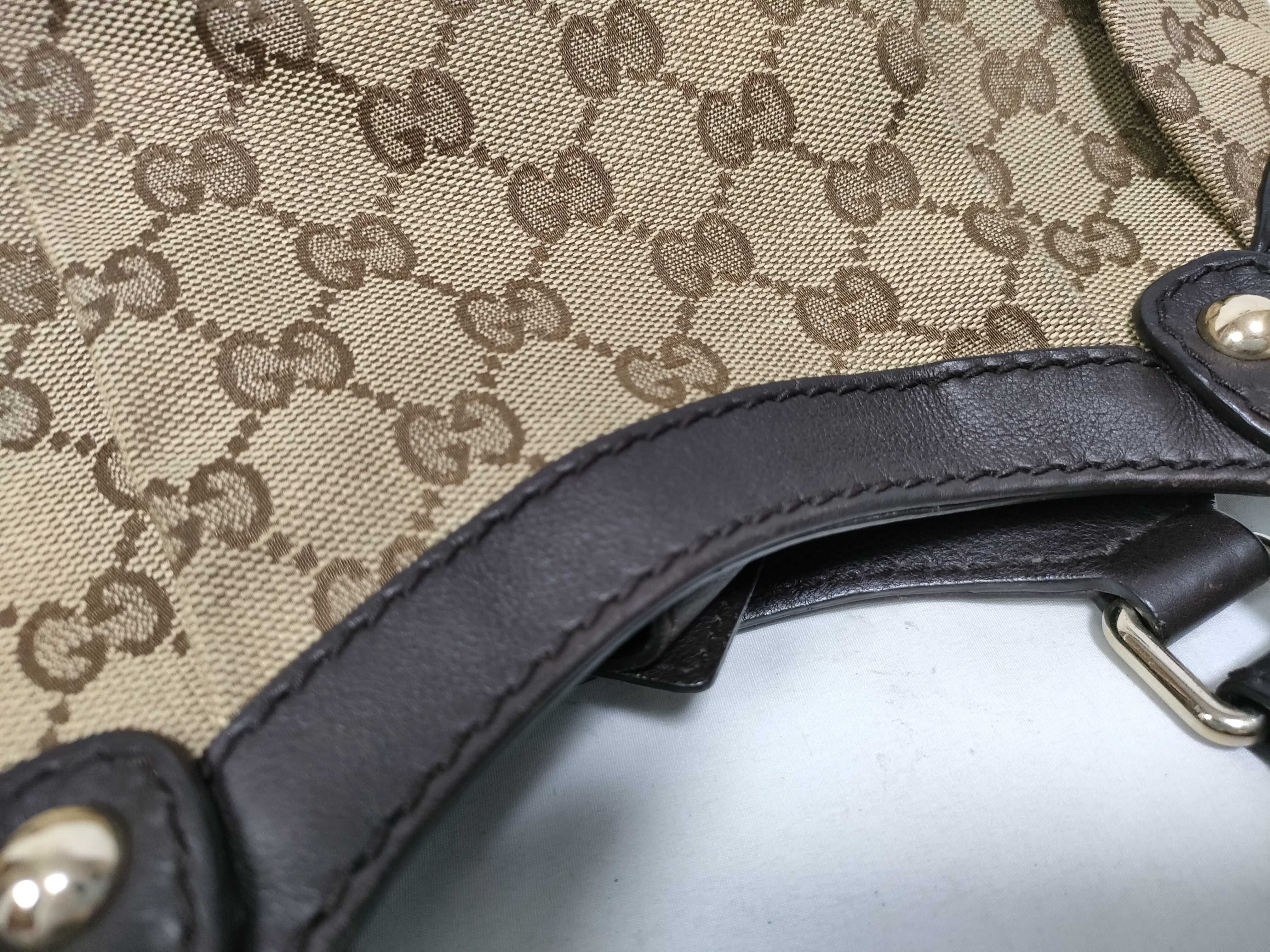 Dark Brown Canvas GG Supreme Pumpkin Shoulder Bag (Handbag) — view 10