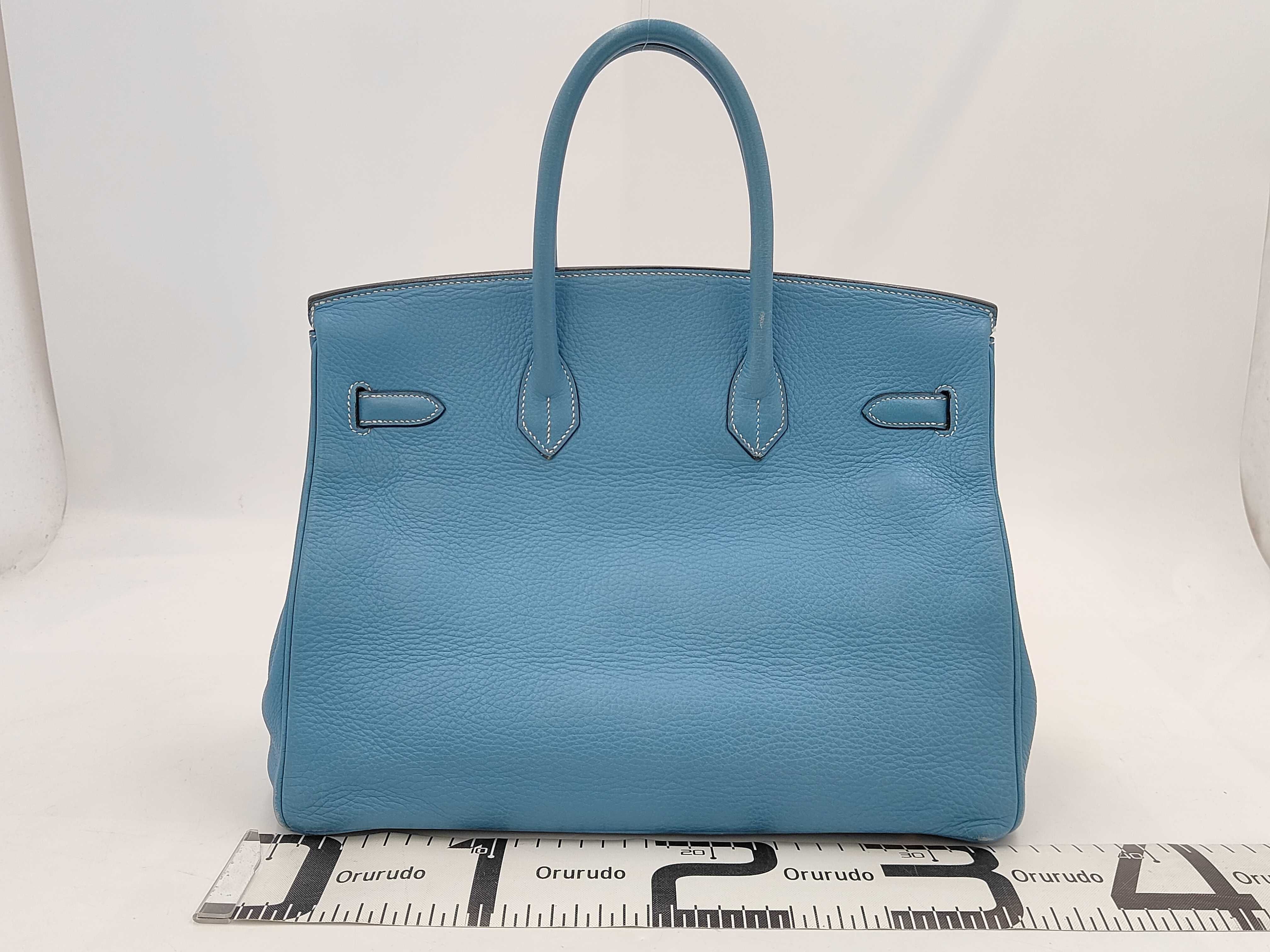 Birkin 35 Taurillon Clemence Blue Jean Gold Hardware B Handbag — view 2