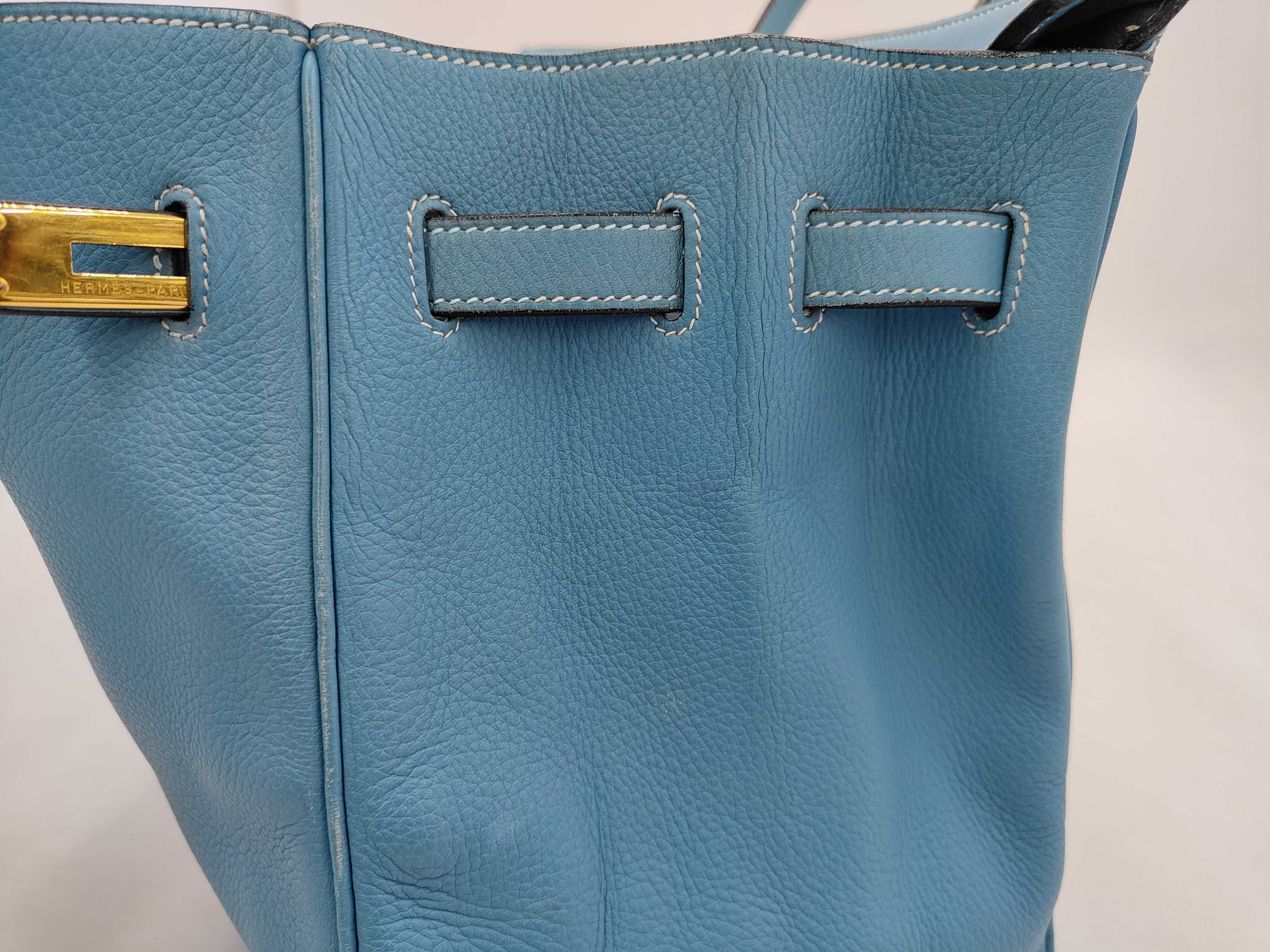 Birkin 35 Taurillon Clemence Blue Jean Gold Hardware B Handbag — view 12