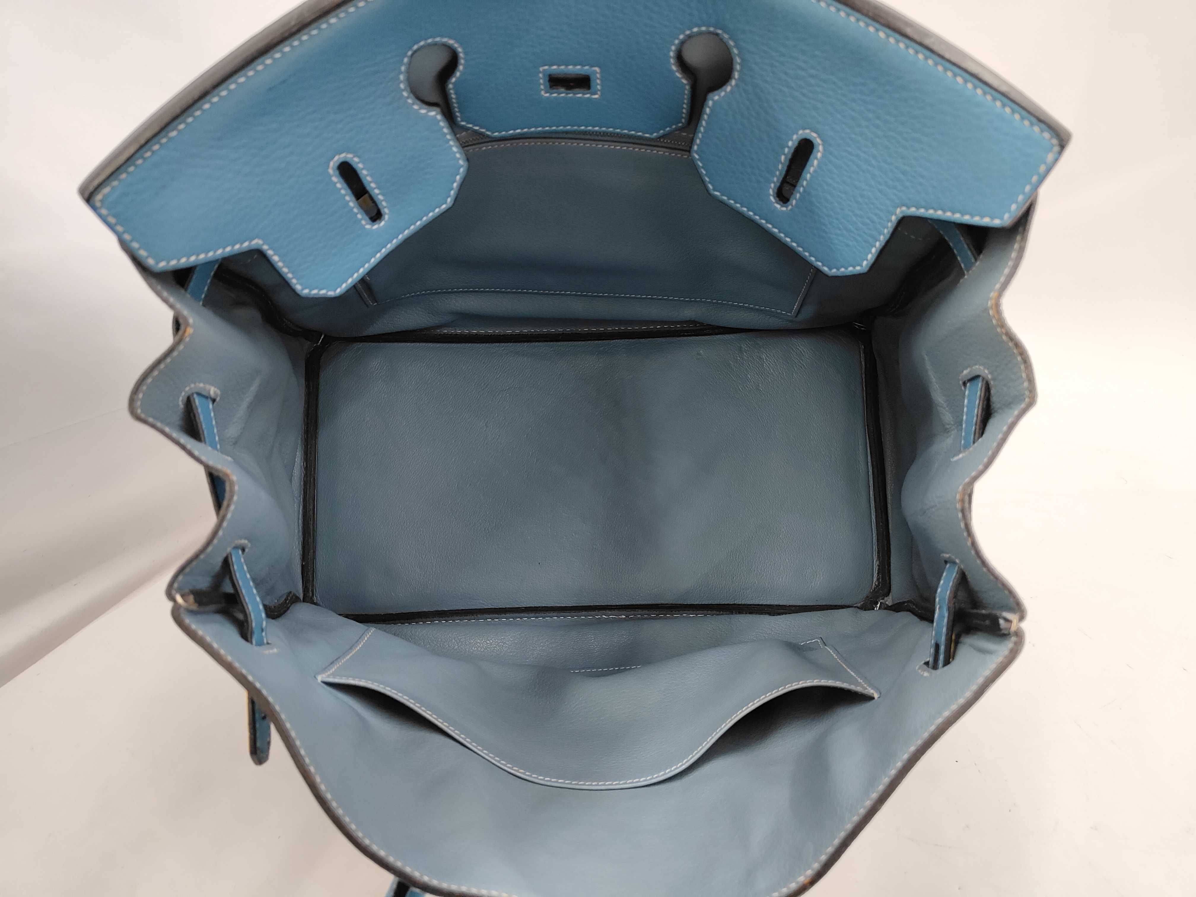 Birkin 35 Taurillon Clemence Blue Jean Gold Hardware B Handbag — view 13