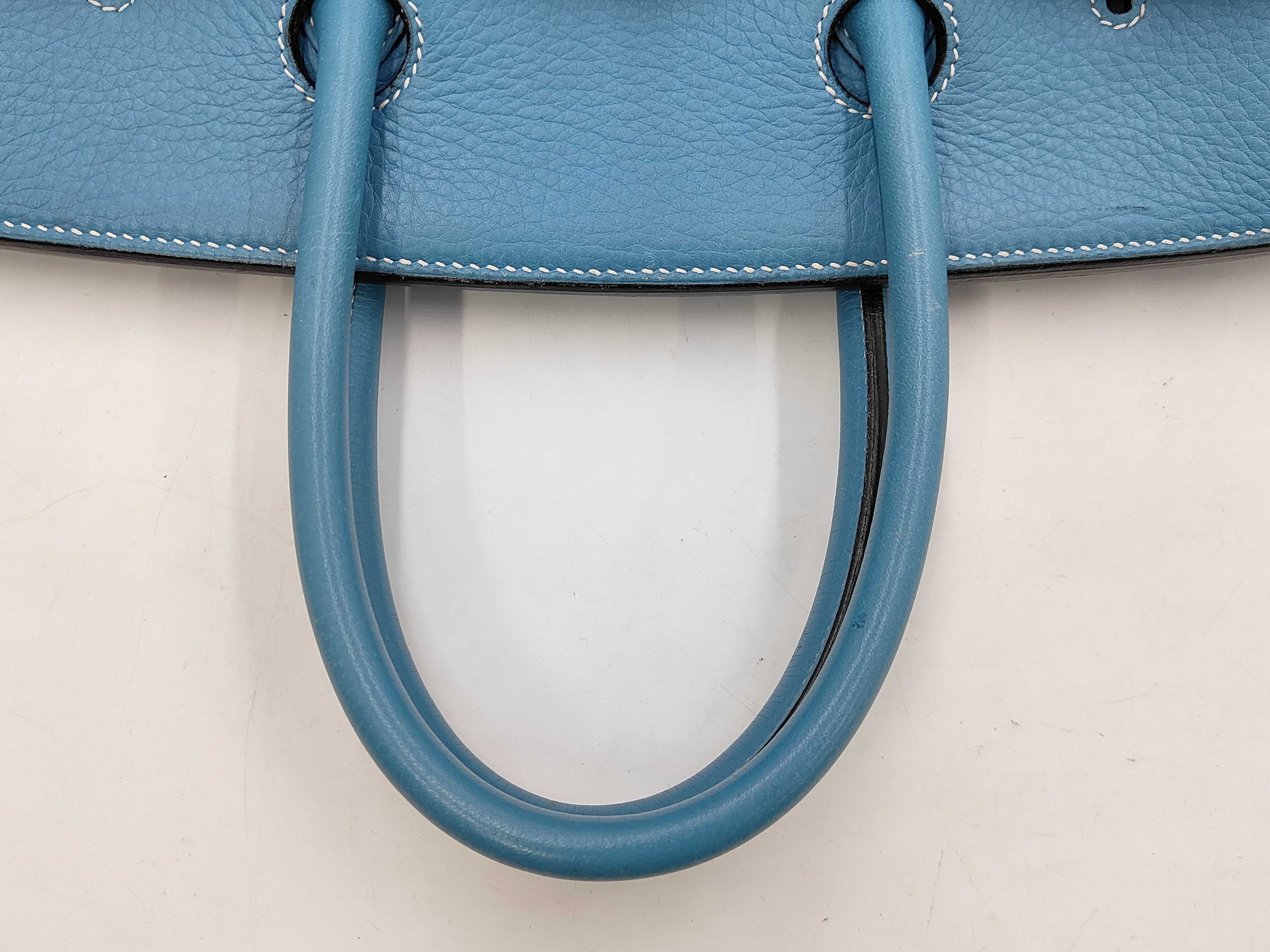 Birkin 35 Taurillon Clemence Blue Jean Gold Hardware B Handbag — view 5