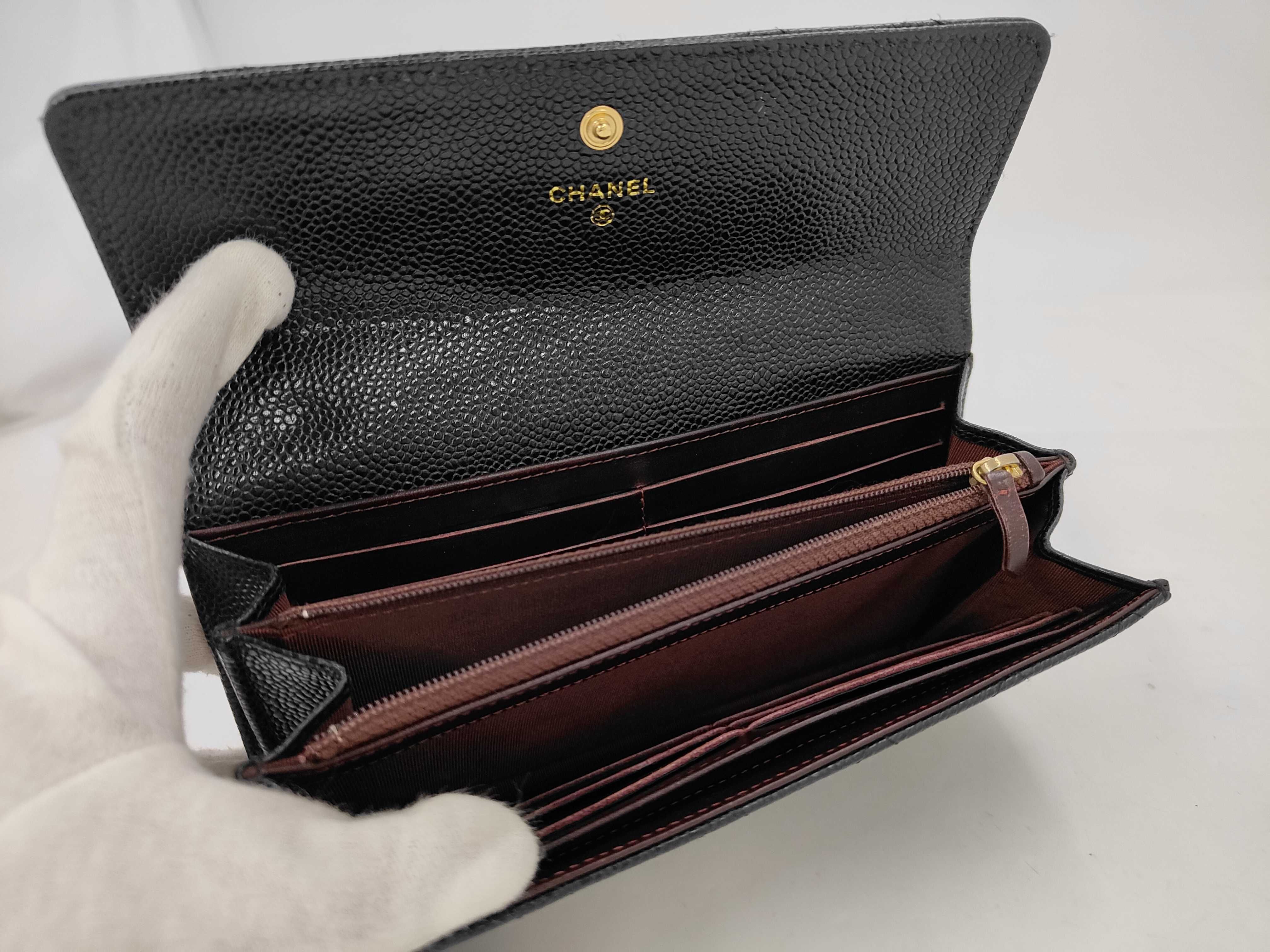 Caviar Leather Chanel Matelassé Long Wallet, Caviar Leather, Gold Hardware, Black, 18754852 Wallet — view 6