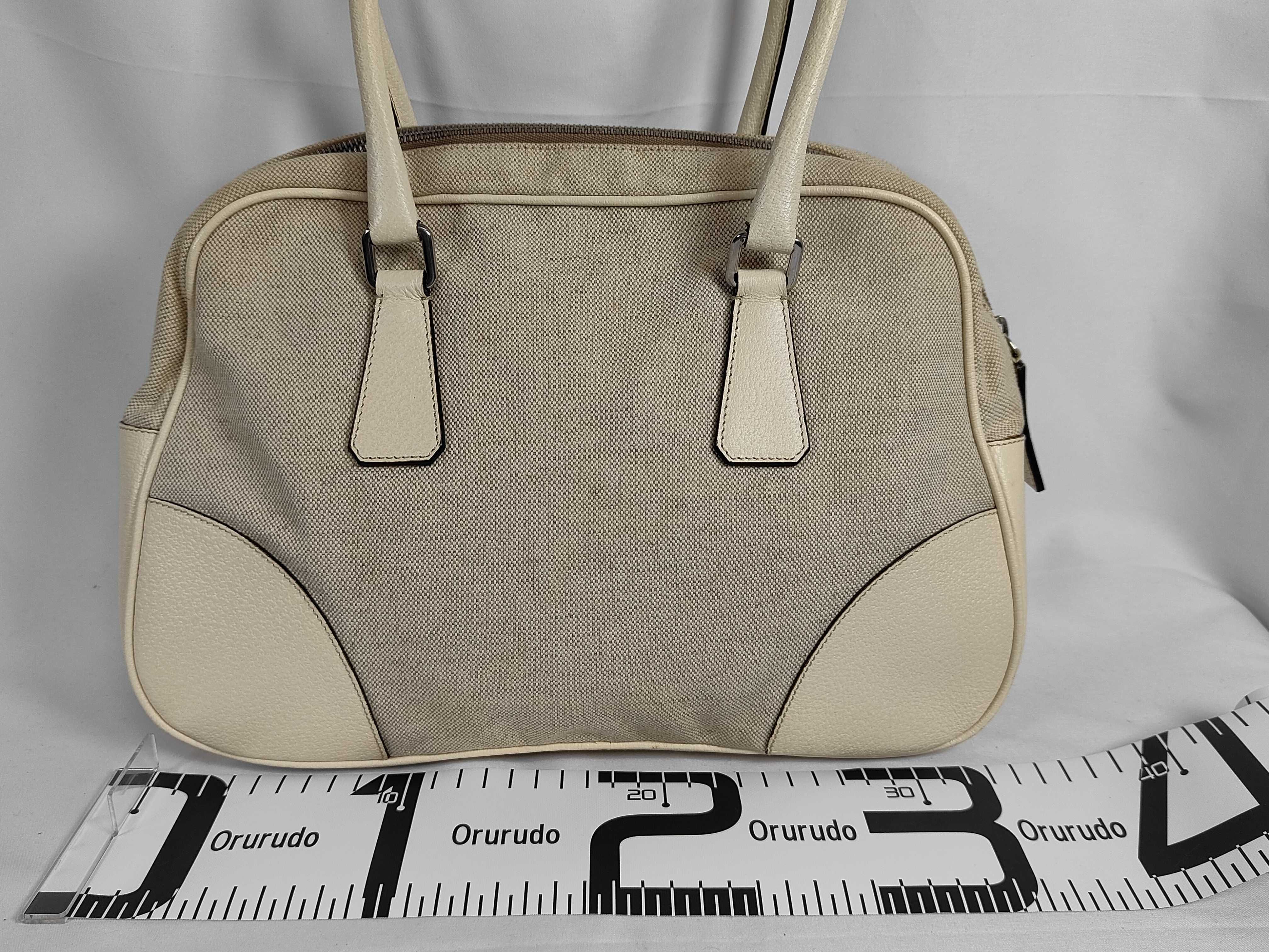 Leather Canvas Bowling Bag Shoulder Bag Tote Bag — view 2
