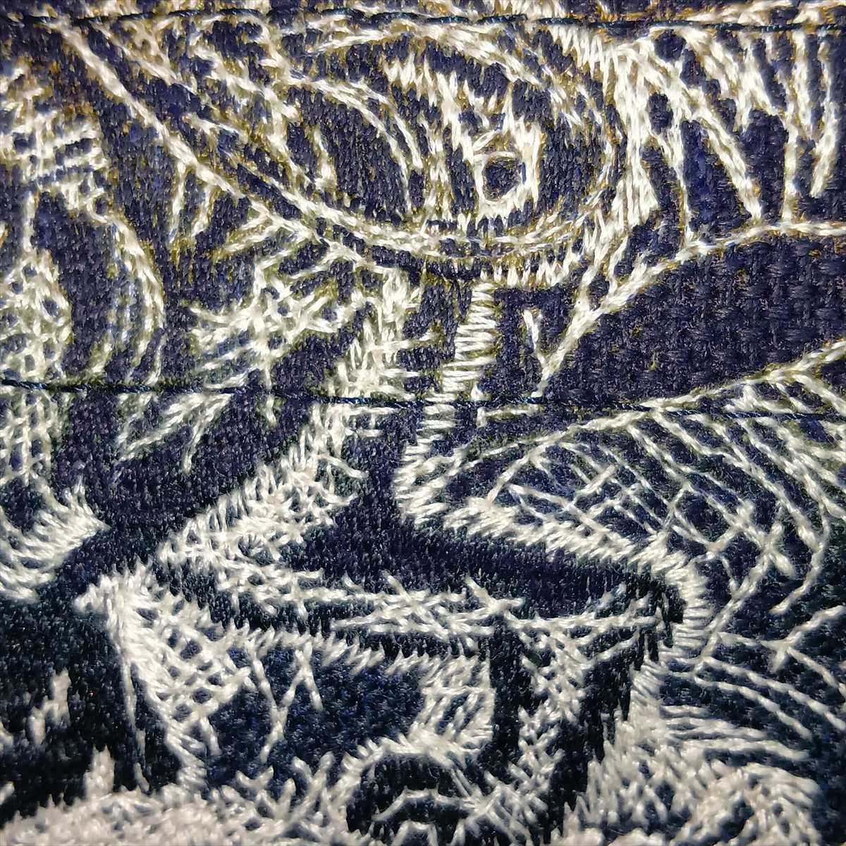 Toile de Jouy Embroidery Book Tote Medium Canvas Tote Bag Navy — view 12