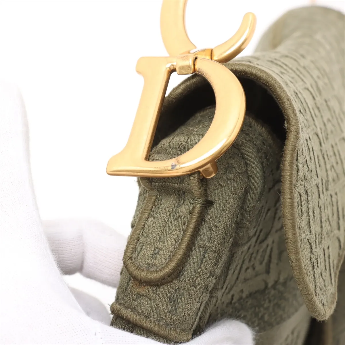 Oblique Saddle Canvas 2WAY Handbag Green — view 11