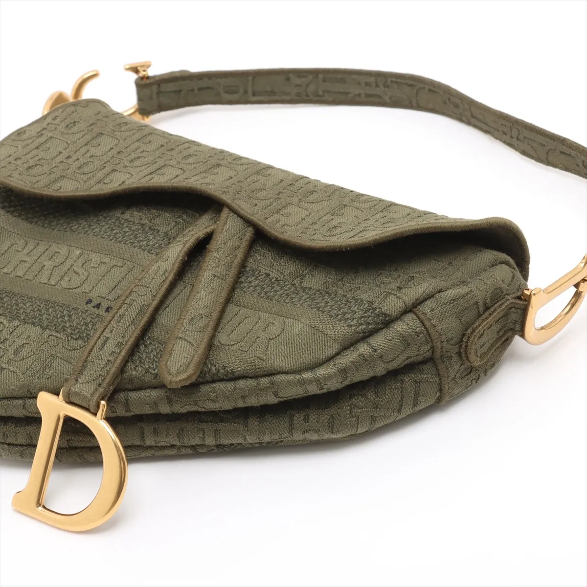 Oblique Saddle Canvas 2WAY Handbag Green — view 3