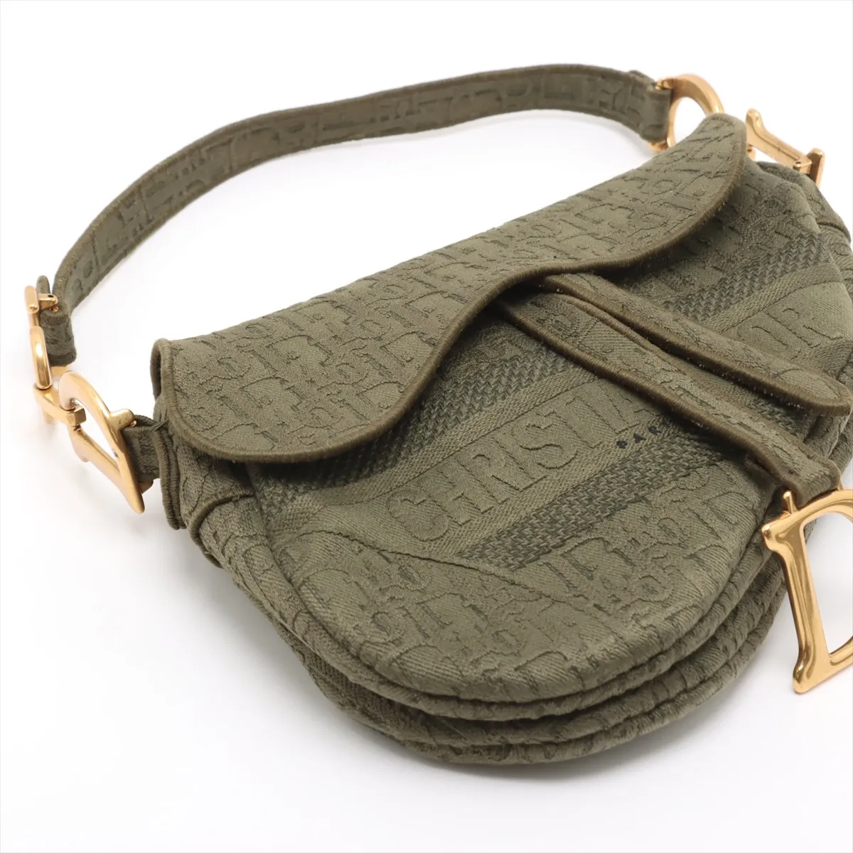 Oblique Saddle Canvas 2WAY Handbag Green — view 4