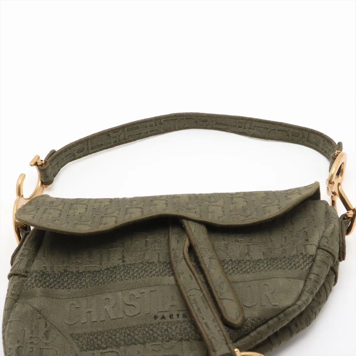 Oblique Saddle Canvas 2WAY Handbag Green — view 6