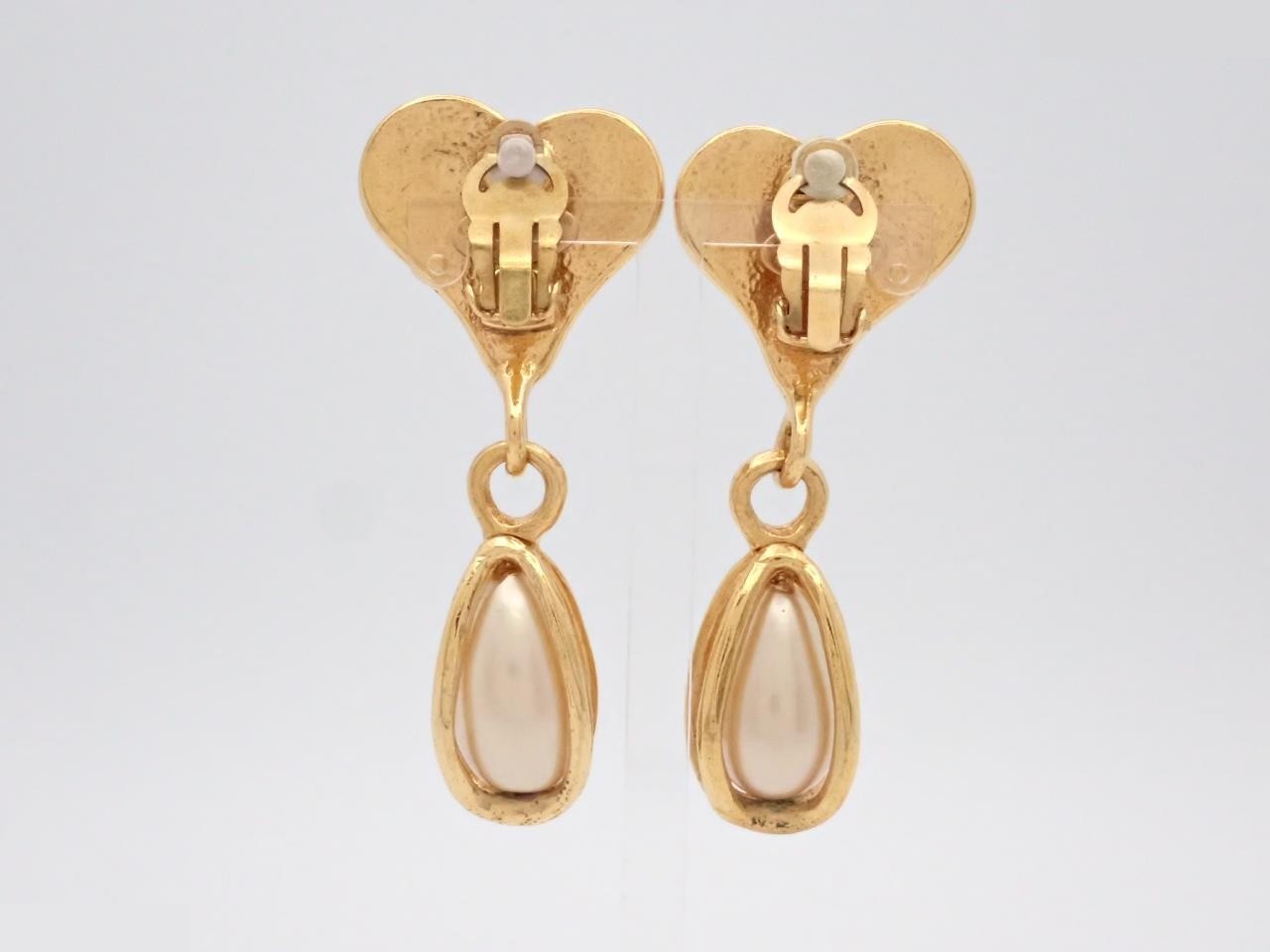 Coco Mark Faux Pearl Earrings, Gold, 95P — view 2