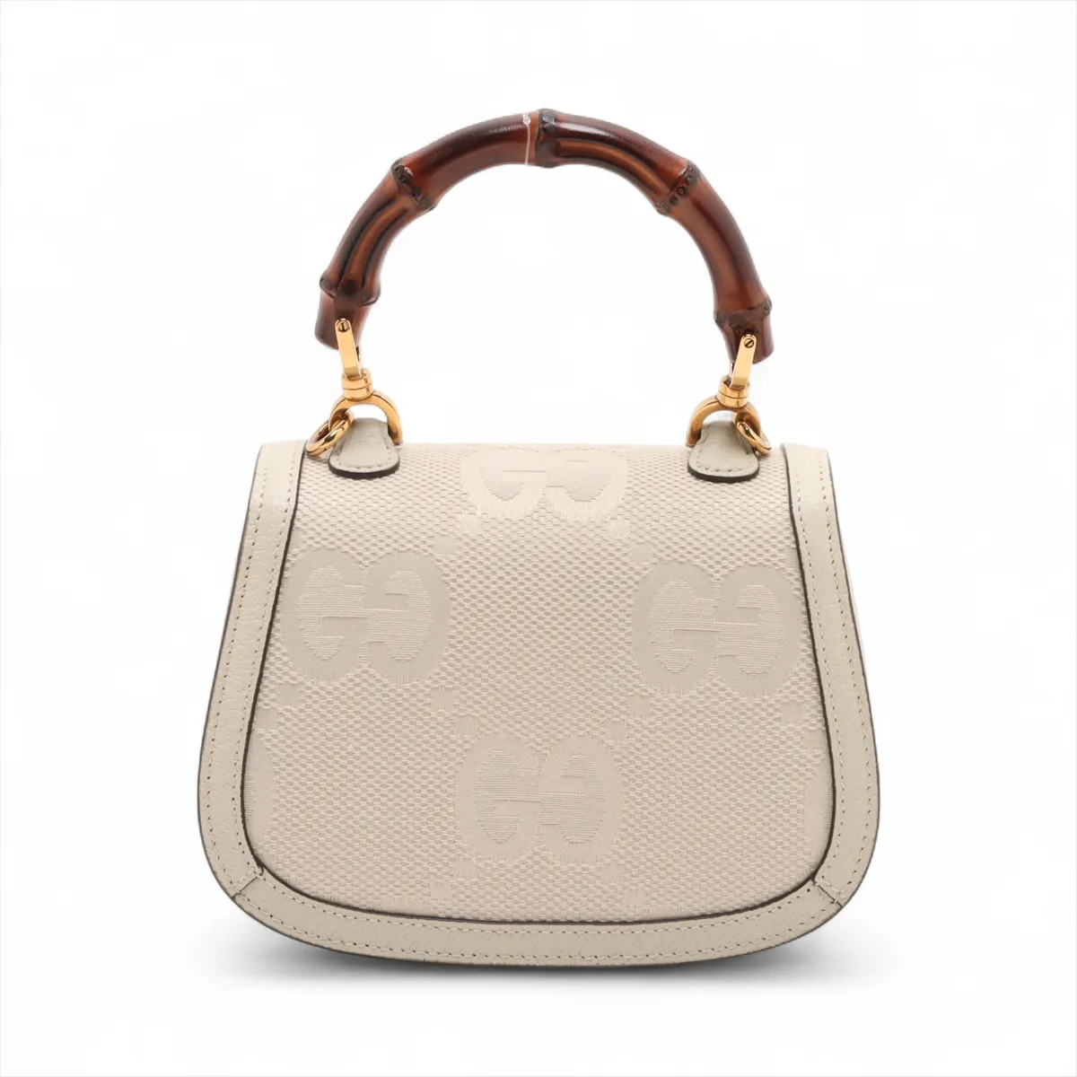 Jumbo GG Bamboo Canvas x Leather 2WAY Handbag Beige 686864 — view 2