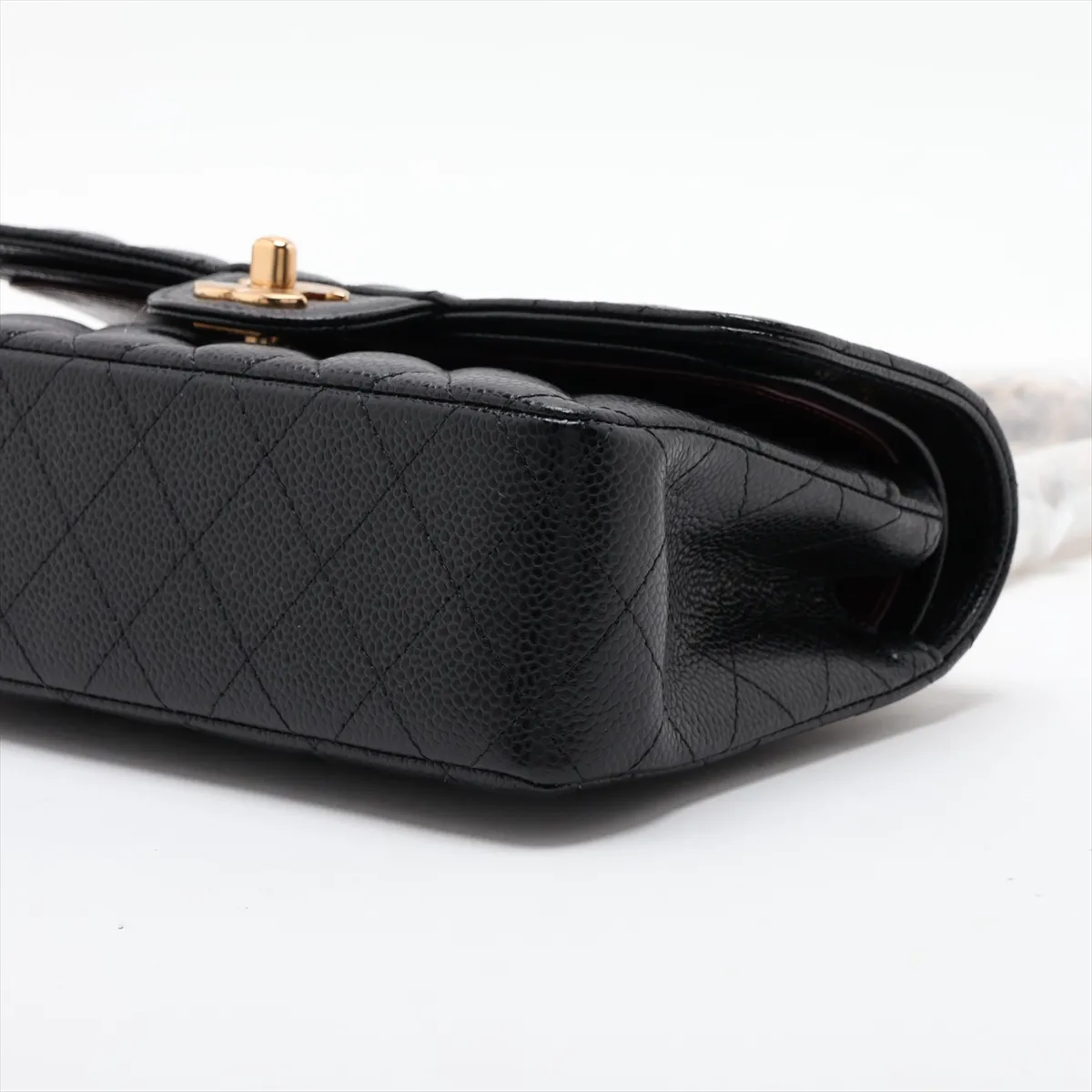 [Individually packaged] Chanel Matelassé 23 Small Caviar Skin Double Flap Double Chain Bag, Black with Gold Hardware, 28834182, Serial Number 28, A01113 — view 3