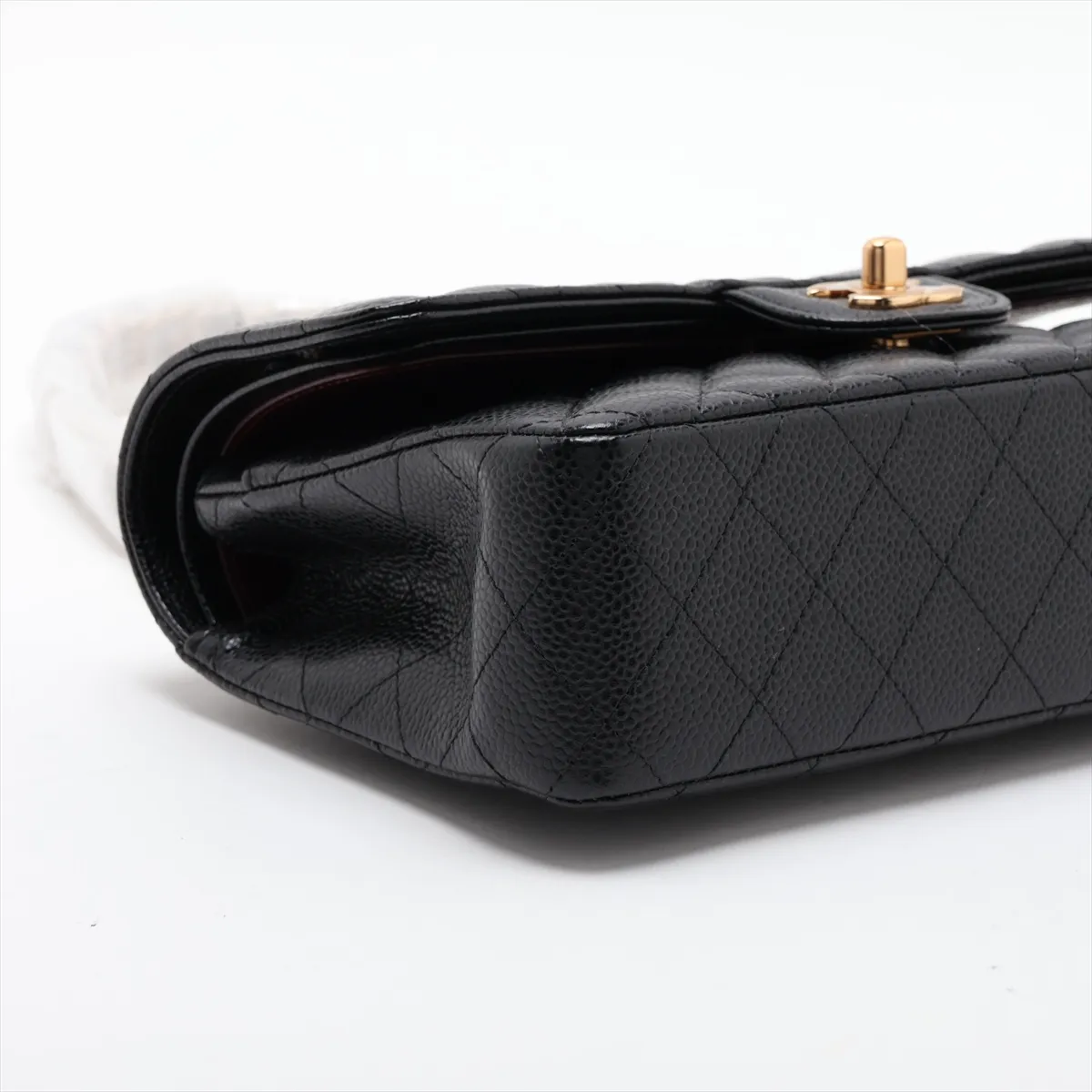 [Individually packaged] Chanel Matelassé 23 Small Caviar Skin Double Flap Double Chain Bag, Black with Gold Hardware, 28834182, Serial Number 28, A01113 — view 4