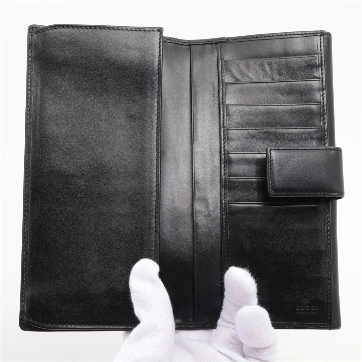 GG Canvas x Leather Long Wallet Black 035 1408 2150 — view 3