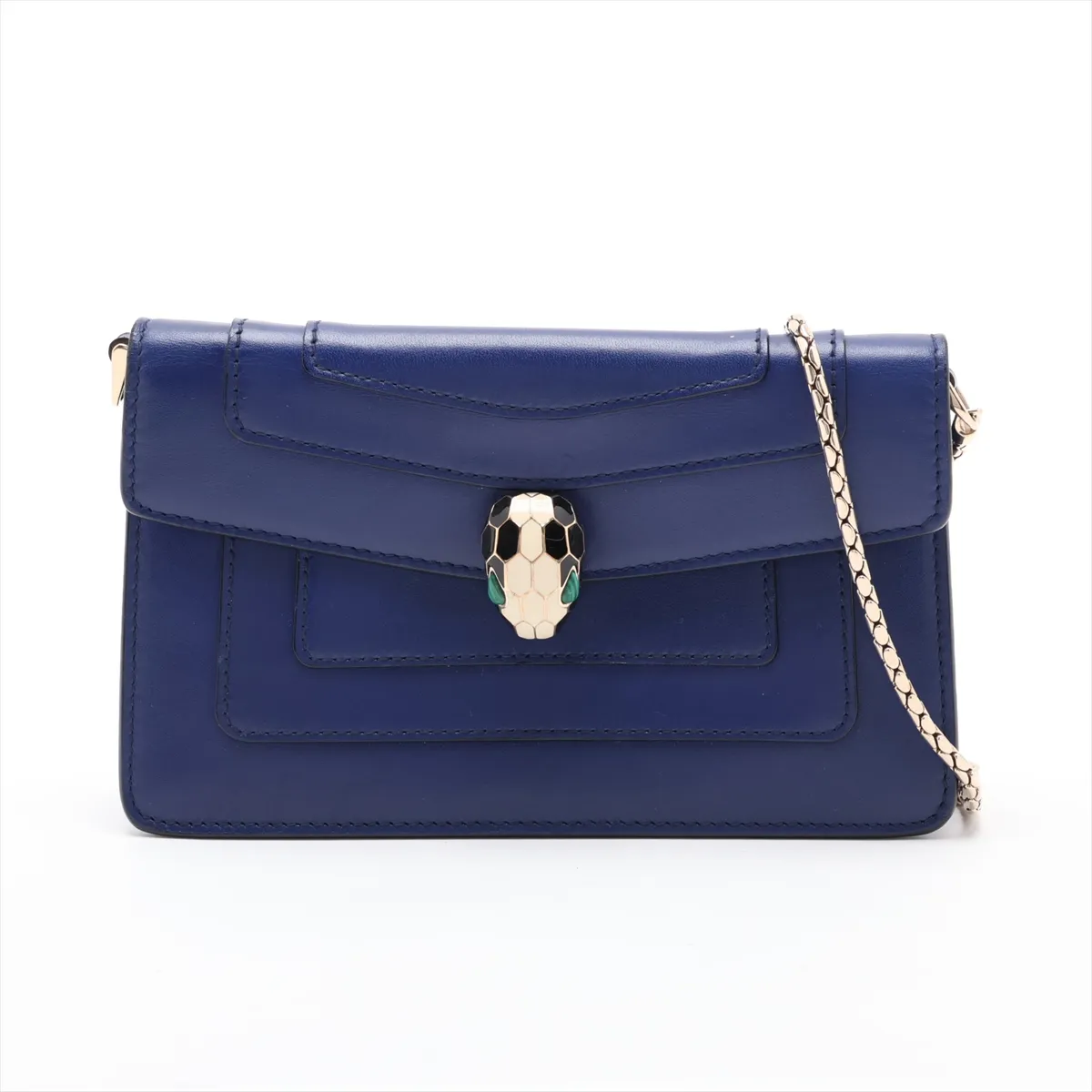 Serpenti Forever Leather Handbag, Navy