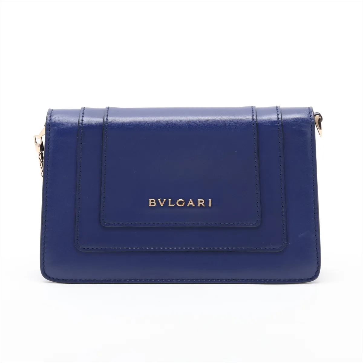 Serpenti Forever Leather Handbag, Navy — view 2