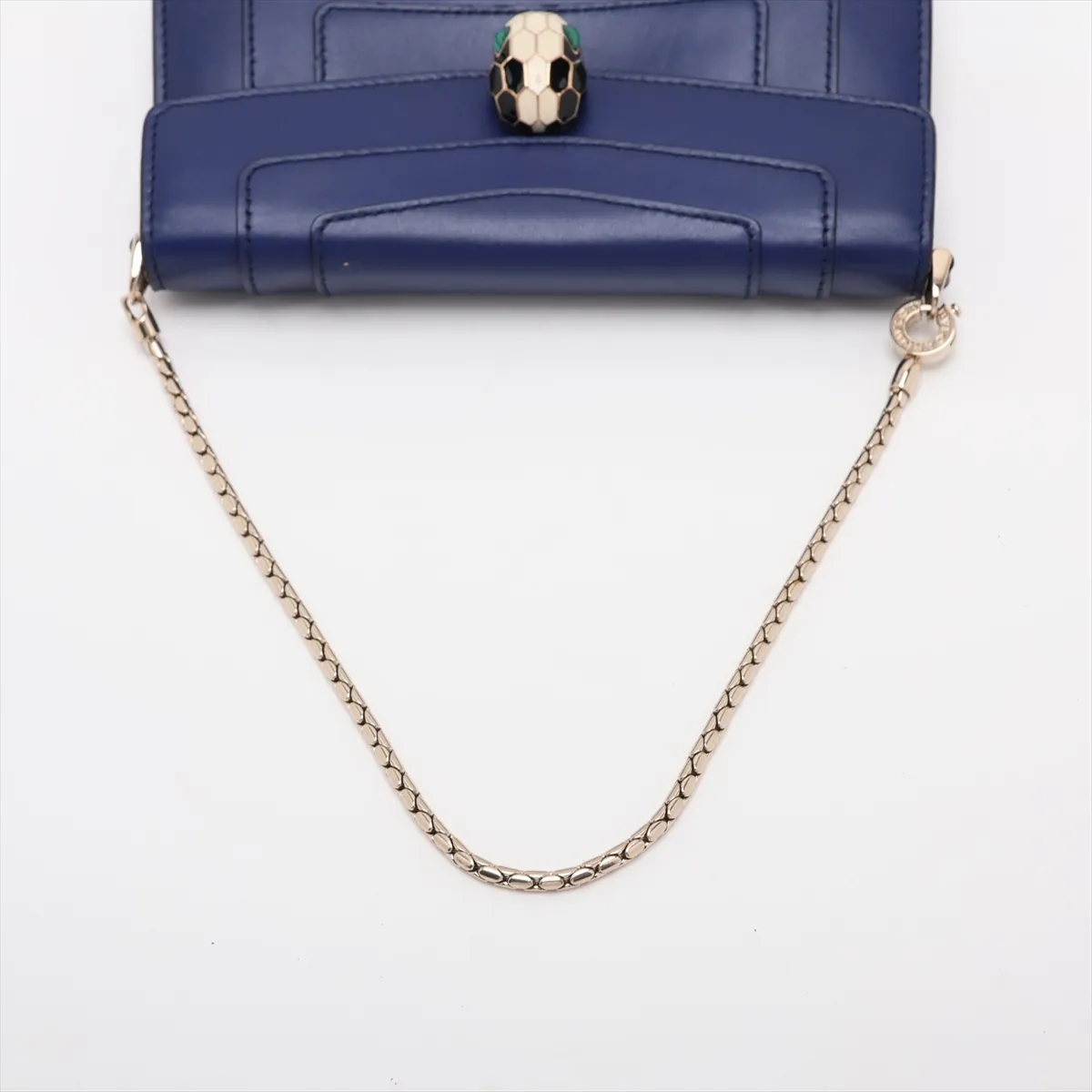 Serpenti Forever Leather Handbag, Navy — view 5