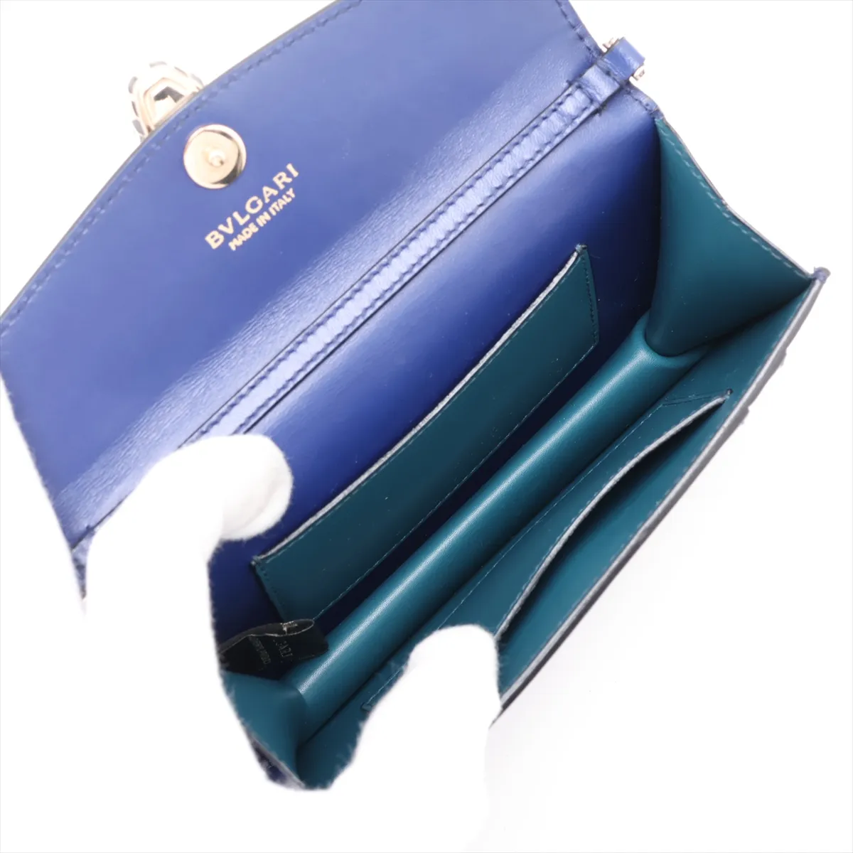 Serpenti Forever Leather Handbag, Navy — view 7