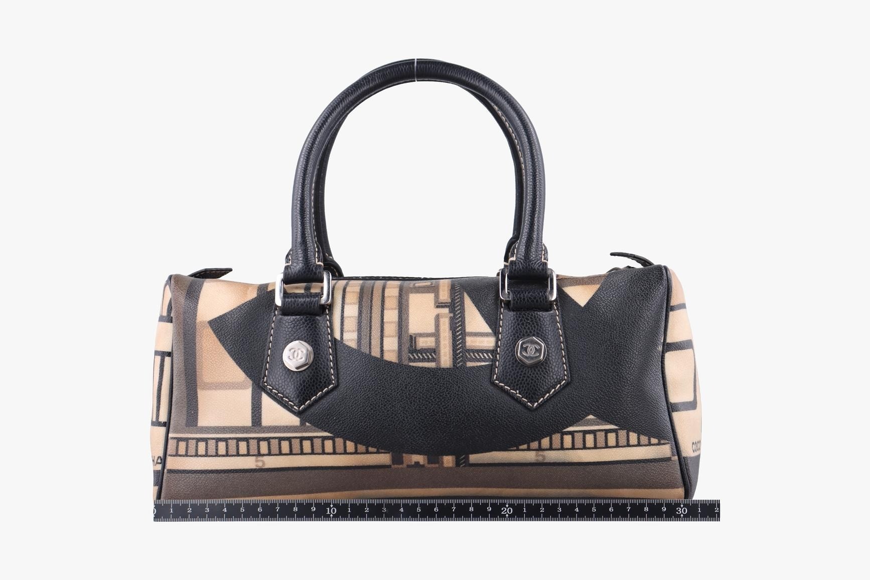 31 Le Cambon Graffiti Mini Boston Bag, Coated Canvas, Beige × — view 2