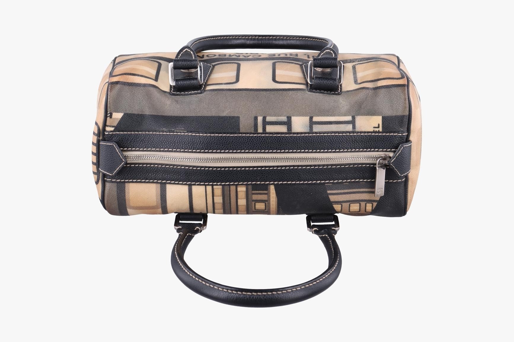 31 Le Cambon Graffiti Mini Boston Bag, Coated Canvas, Beige × — view 5