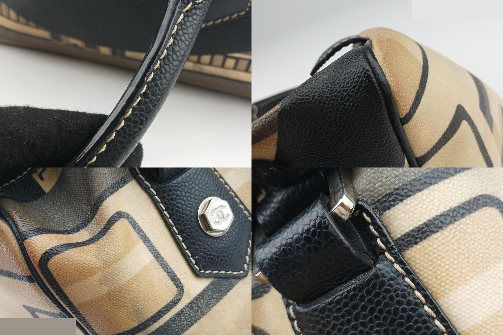 31 Le Cambon Graffiti Mini Boston Bag, Coated Canvas, Beige × — view 10