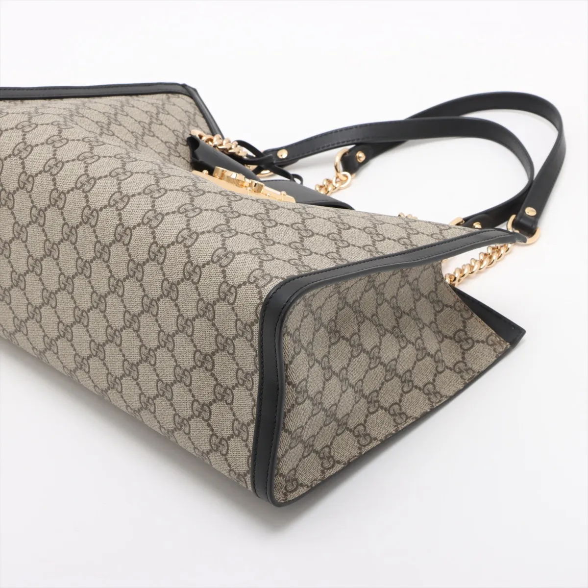 GG Supreme PVC x Leather Chain Tote Bag Beige x Black 479197 — view 3