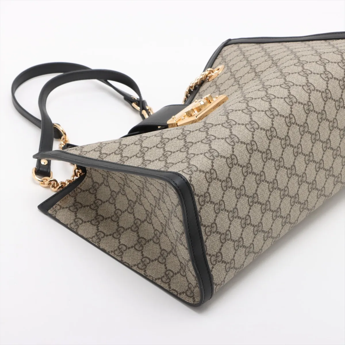 GG Supreme PVC x Leather Chain Tote Bag Beige x Black 479197 — view 4