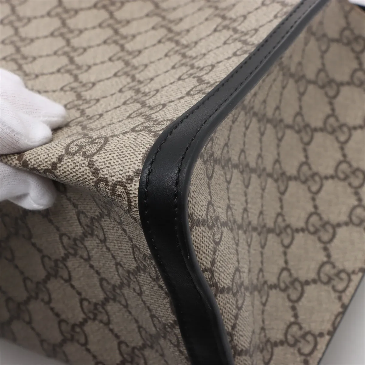 GG Supreme PVC x Leather Chain Tote Bag Beige x Black 479197 — view 10