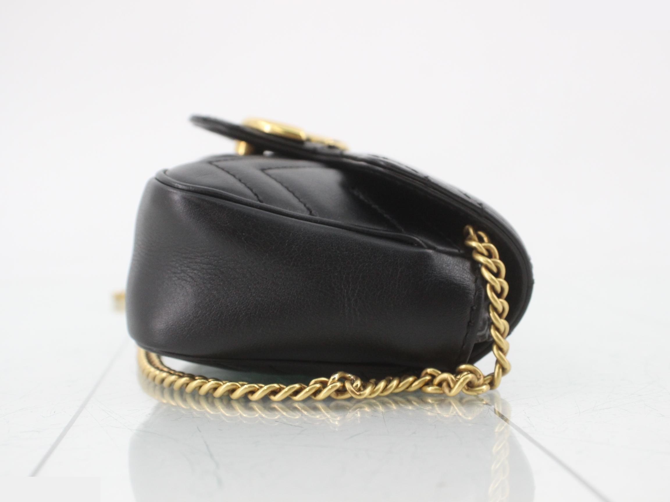 GG Marmont Leather Chain Shoulder Bag, Black — view 2