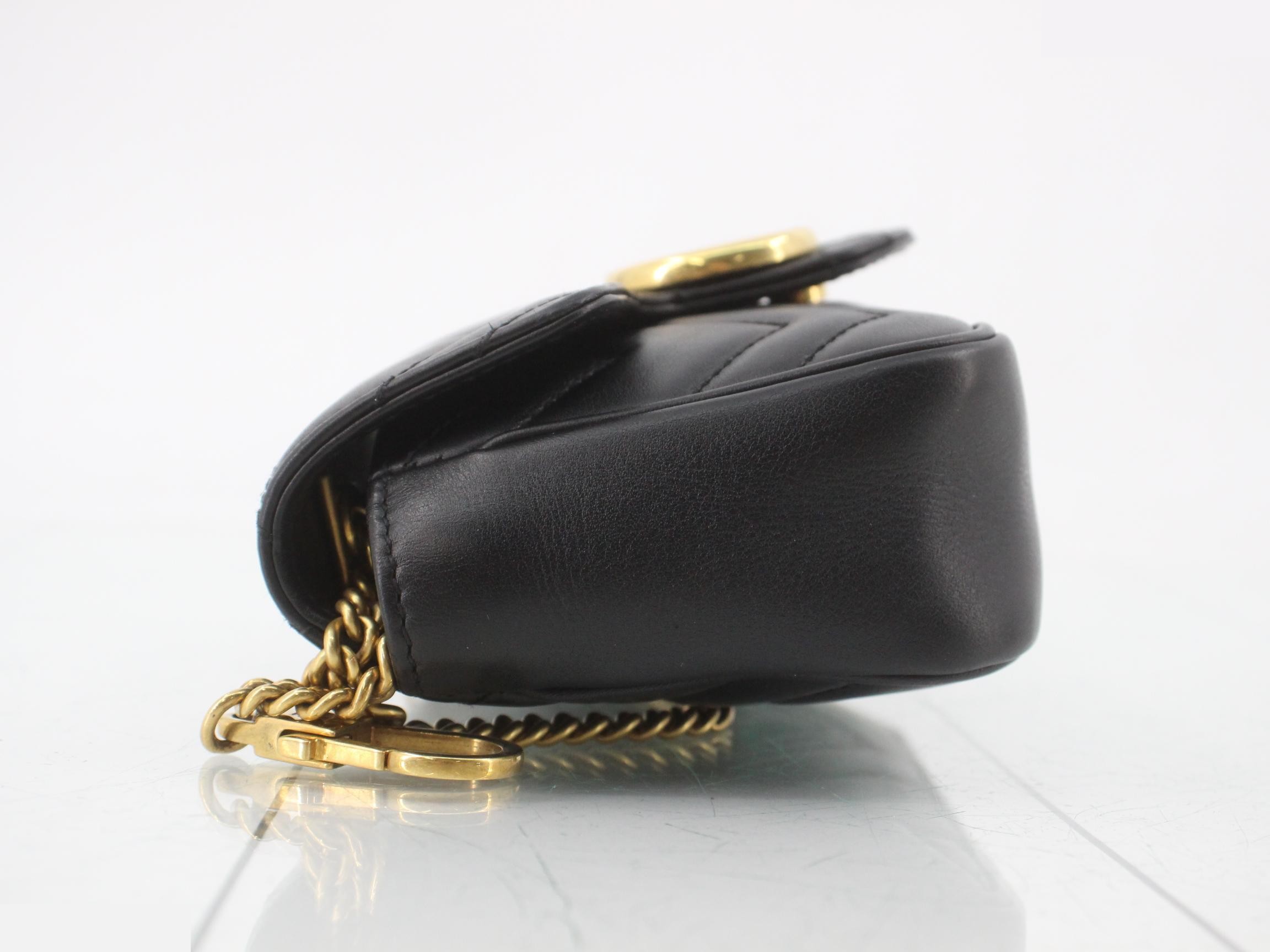 GG Marmont Leather Chain Shoulder Bag, Black — view 3