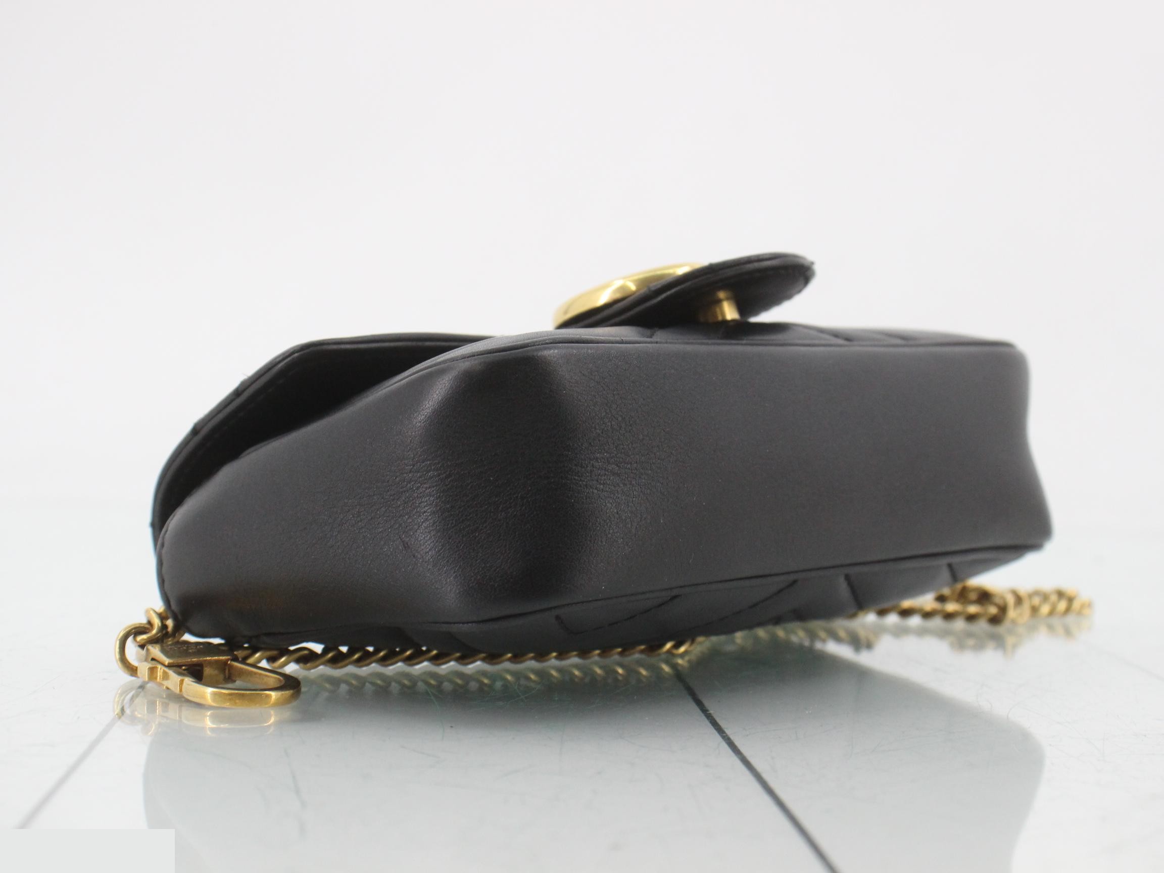 GG Marmont Leather Chain Shoulder Bag, Black — view 4