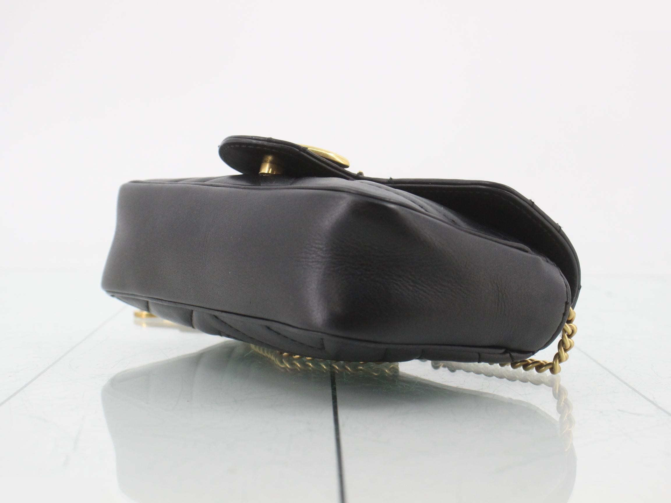 GG Marmont Leather Chain Shoulder Bag, Black — view 5