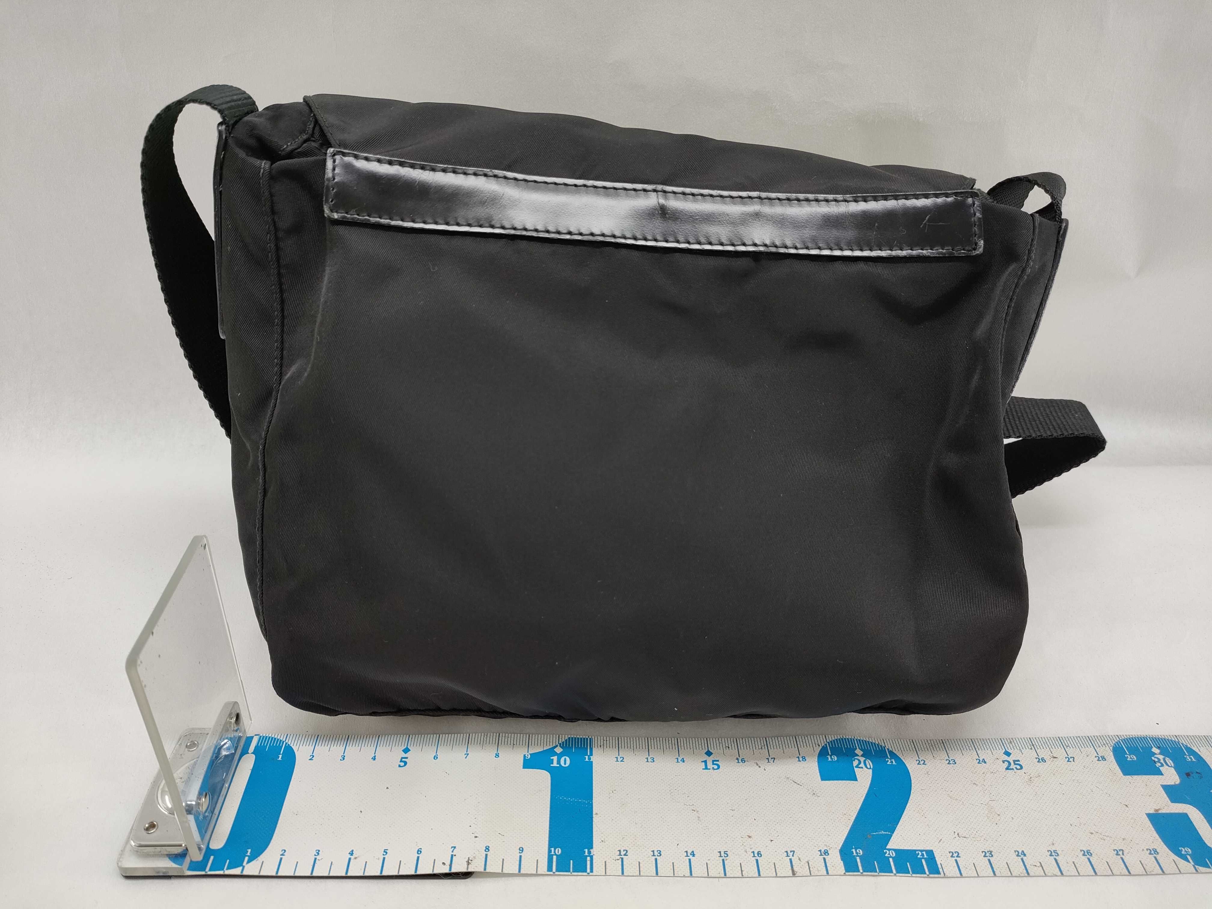 Nylon Shoulder Bag, Triangle Plate, Black Nylon Shoulder Bag — view 2