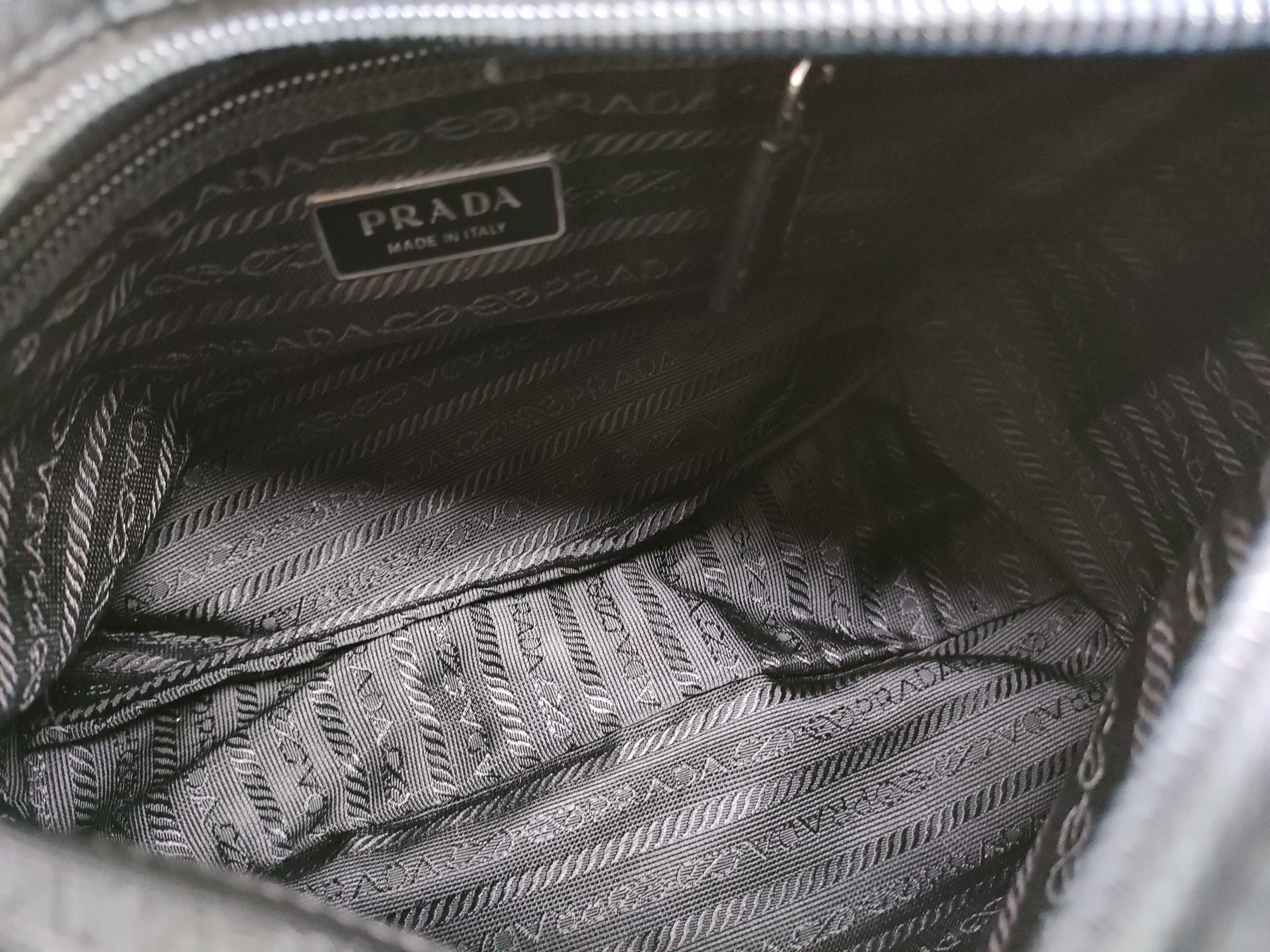 Nylon Shoulder Bag, Triangle Plate, Black Nylon Shoulder Bag — view 11
