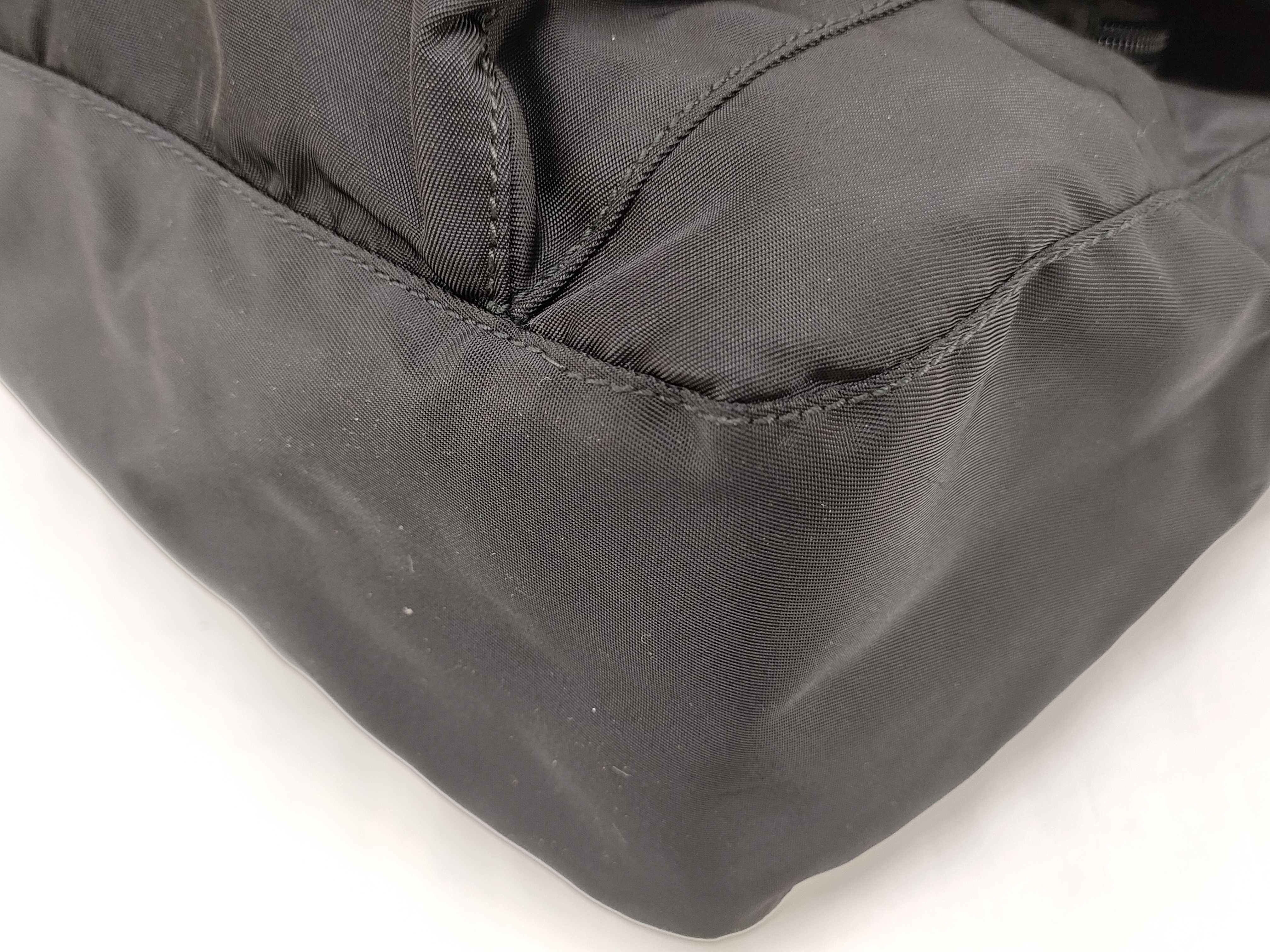 Nylon Shoulder Bag, Triangle Plate, Black Nylon Shoulder Bag — view 7