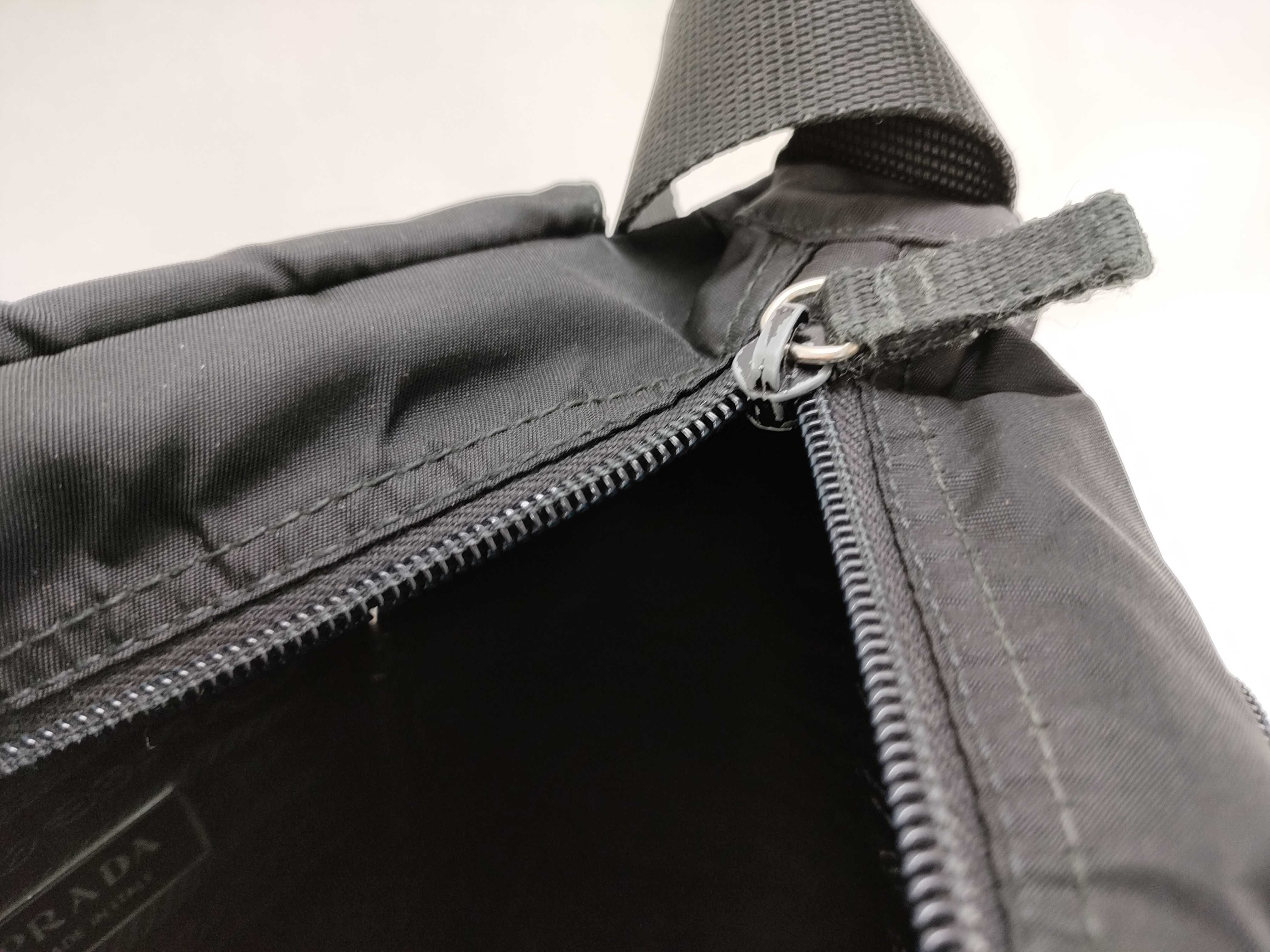 Nylon Shoulder Bag, Triangle Plate, Black Nylon Shoulder Bag — view 10