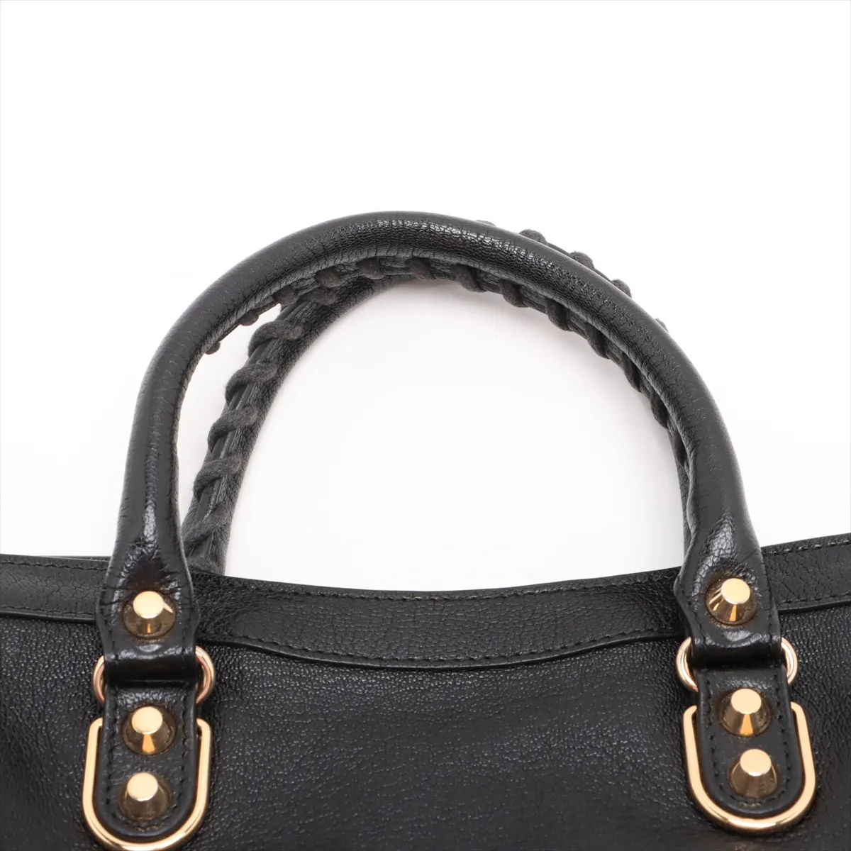 Classic Metal Edge City Leather 2-Way Handbag, Black, 432831 — view 6