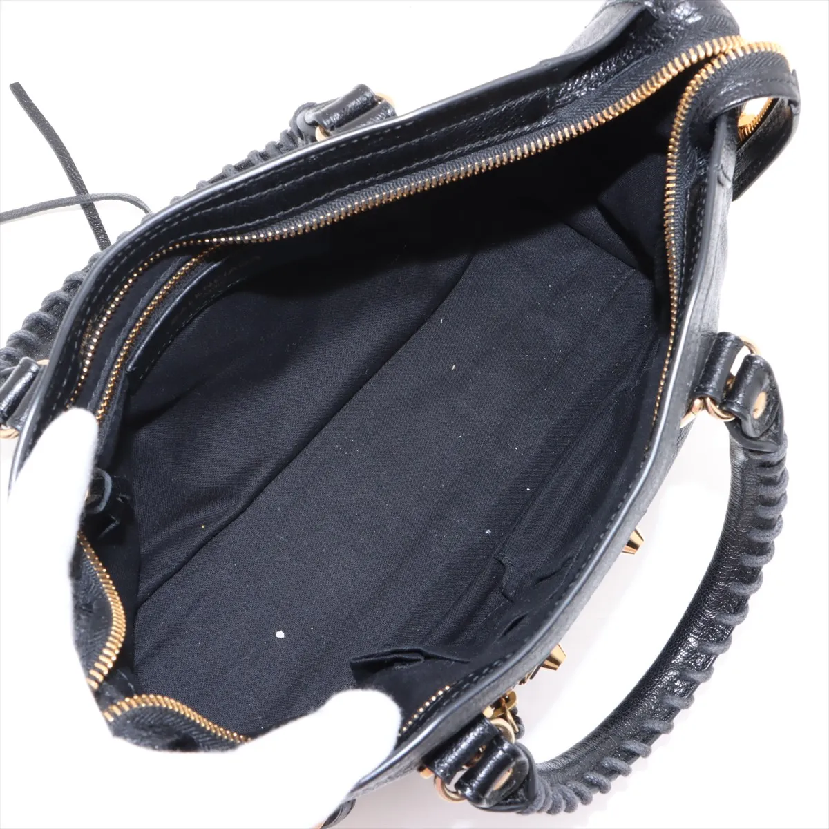 Classic Metal Edge City Leather 2-Way Handbag, Black, 432831 — view 8